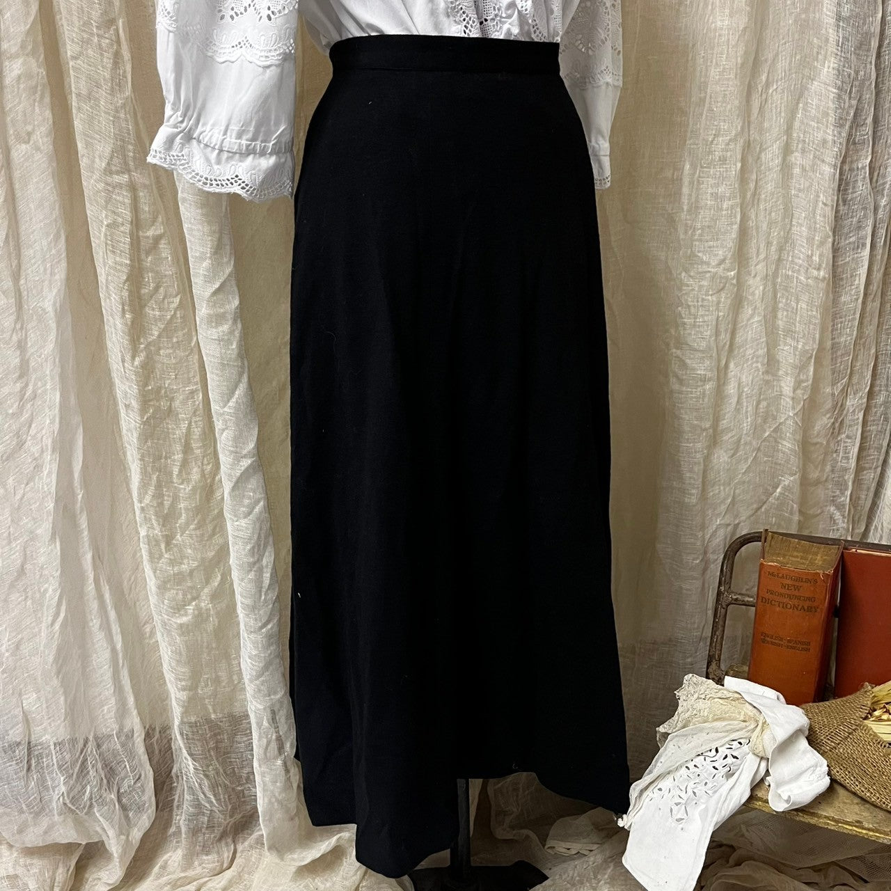 Euro Vintage(ヨーロッパヴィンテージ) Peek_60's~ slit flare wool skirt/スリットフレアウールスカート 38(Mサイズ程度) ブラック