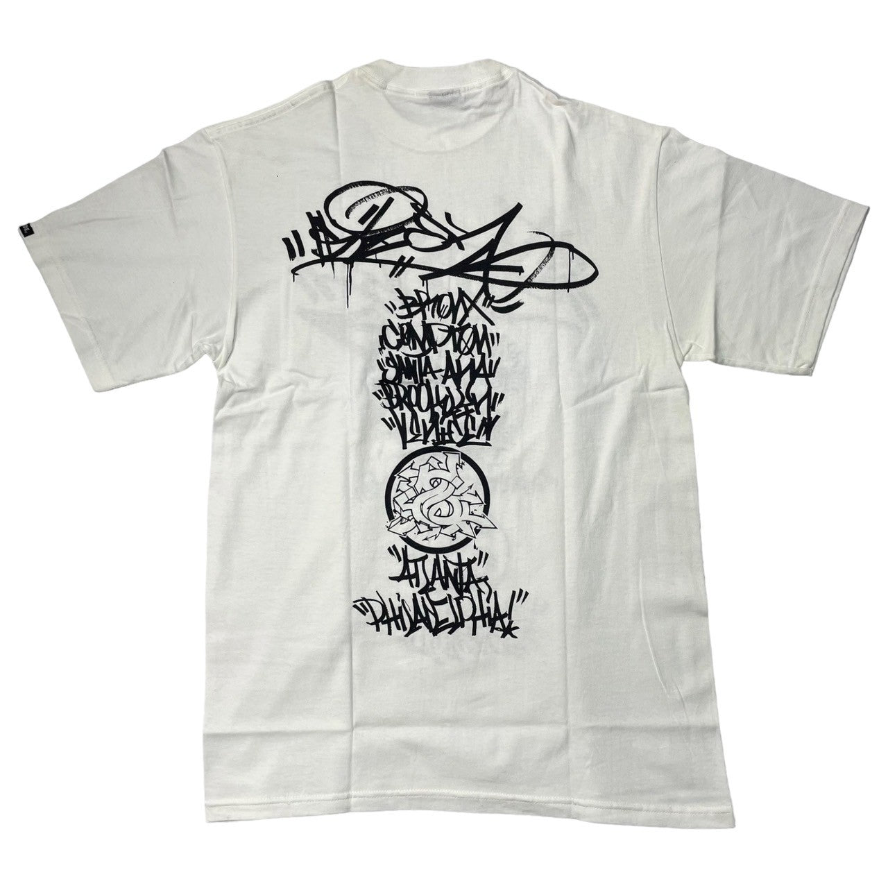 STUSSY(ステューシー) 90's CUSTOMADE logo t-shirt ロゴ Tシャツ ツアー 筆記体 M ホワイト 紺タグ 90年代 デッドストック