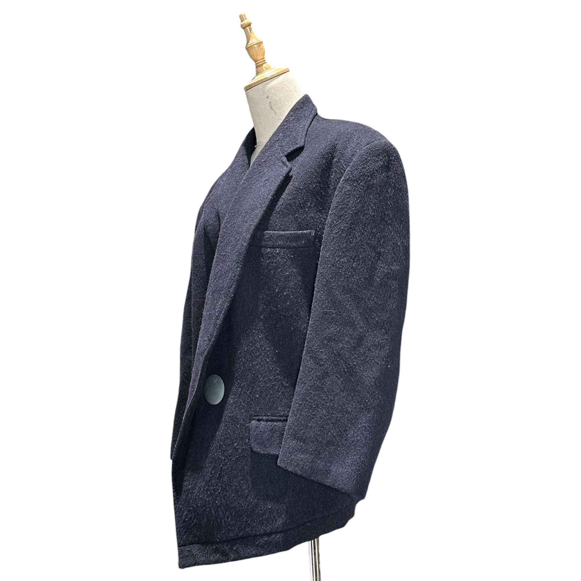 COMME des GARCONS(コムデギャルソン) 80's Big-Button Asymmetrical Wool Tailored Jacket デカボタン 変形 ウール テーラード ジャケット GJ-080020 FREE ネイビー 80年代 80's アーカイブ メンズ着用可