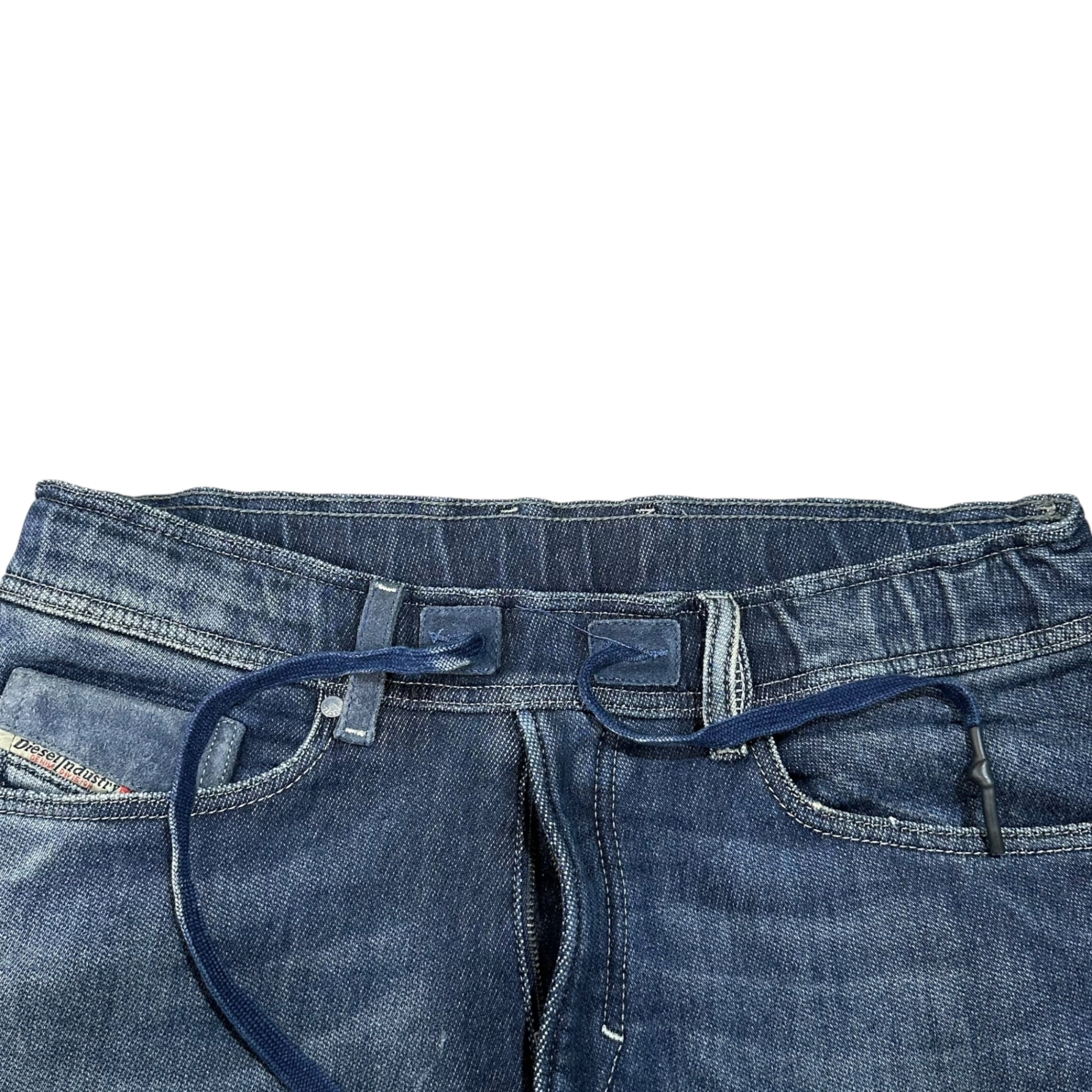 DIESEL(ディーゼル) √Denim TEPPHAR Jog Jeans ジョグ ジーンズ 28 ブラック ストレッチ デニム スキニー パンツ レザー ポケット