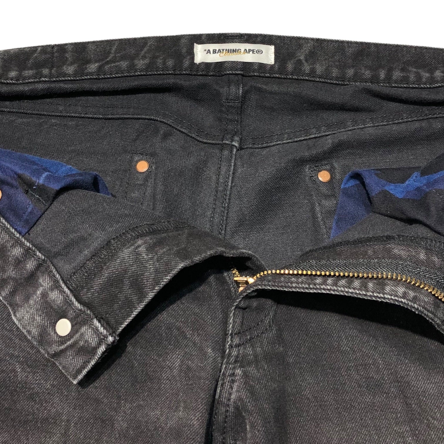 A BATHING APE(アベイシングエイプ) BLACK DENIM PANTS ブラック デニムパンツ L ブラック