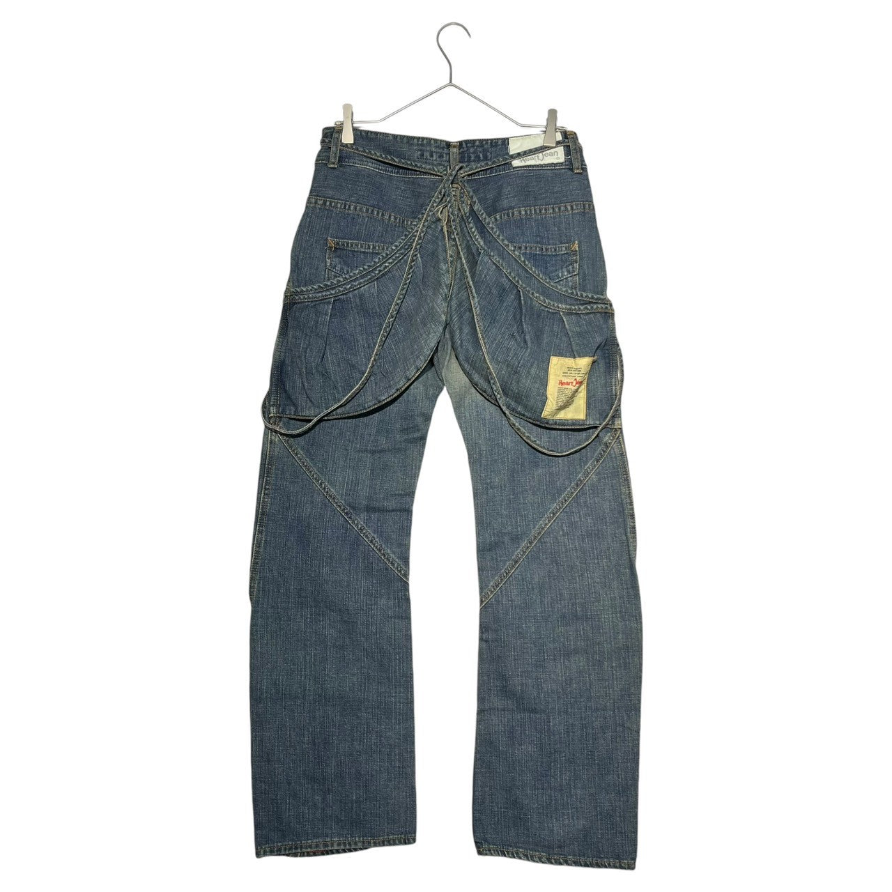 Heart jean(ハートジーン) 00's Flap pocket bondage flare denim pants フラップ ポケット ボンテージ フレア デニム パンツ M インディゴ Y2K
