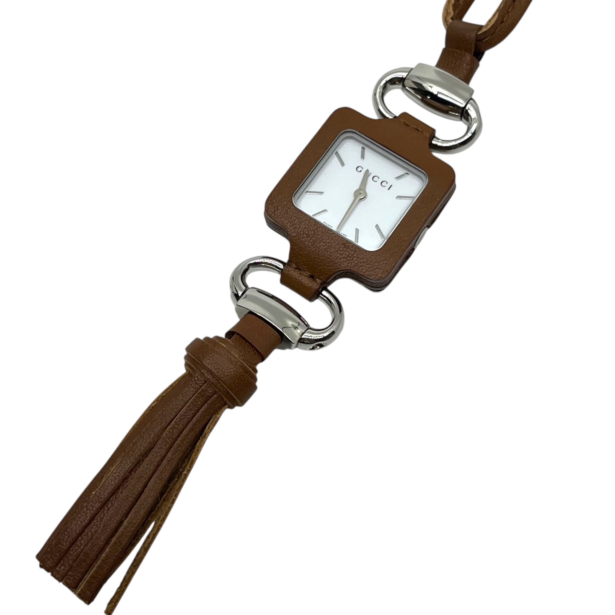 GUCCI(グッチ) pendant watch レザー ペンダント ウォッチ YA130417 FREE ブラウン 箱・ケース付 ネックレス 時計