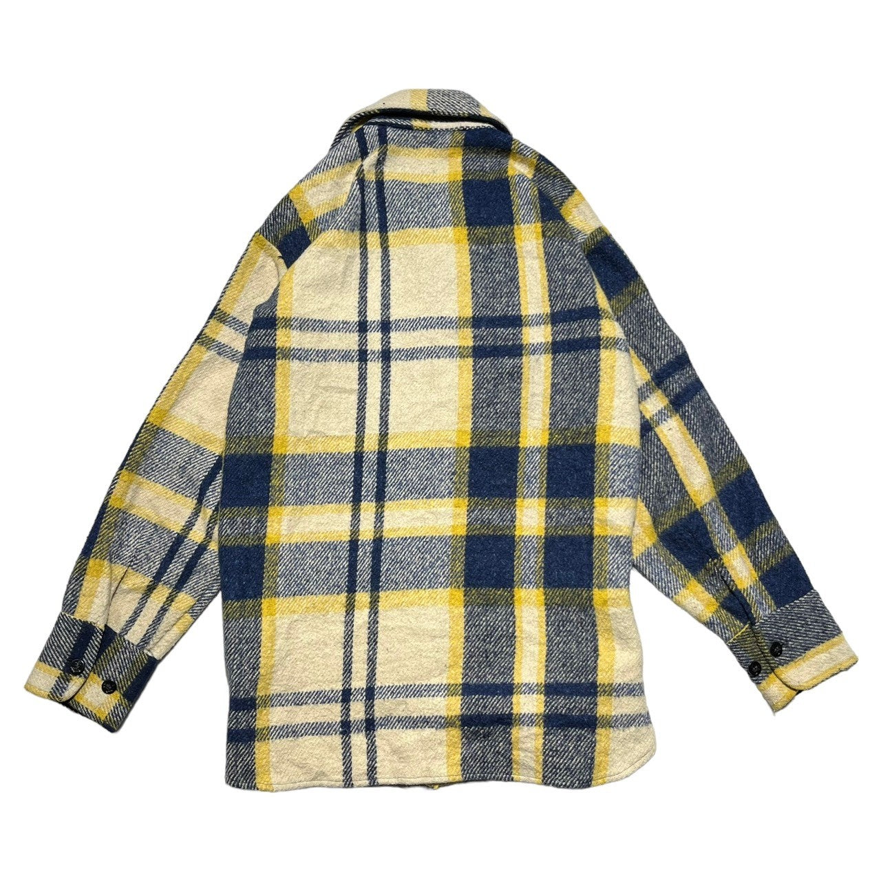 C.P.O. Fashion Sportswear(シーピーオーファッションスポーツウェア) 60's ~ 70's wool flannel shirt ウール フランネル シャツ M イエロー×ネイビー CPO 60年代 ~ 70年代 ヴィンテージ