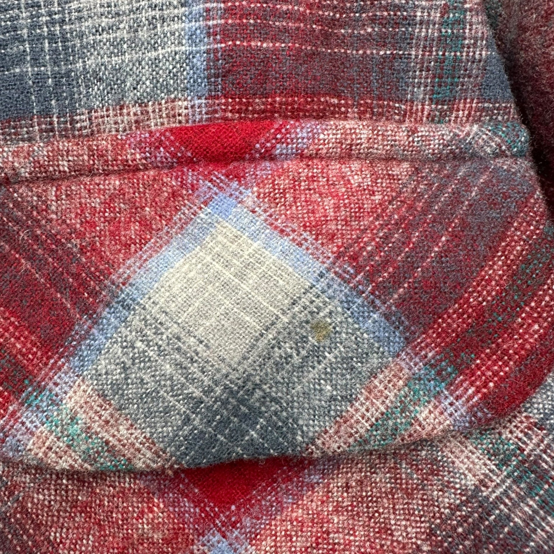 PENDLETON(ペンドルトン) 70's USA made Wool Check Flannel Shirt オープンカラー ウール チェック フランネル シャツ M レッド×グレー 70年代 ヴィンテージ 開襟