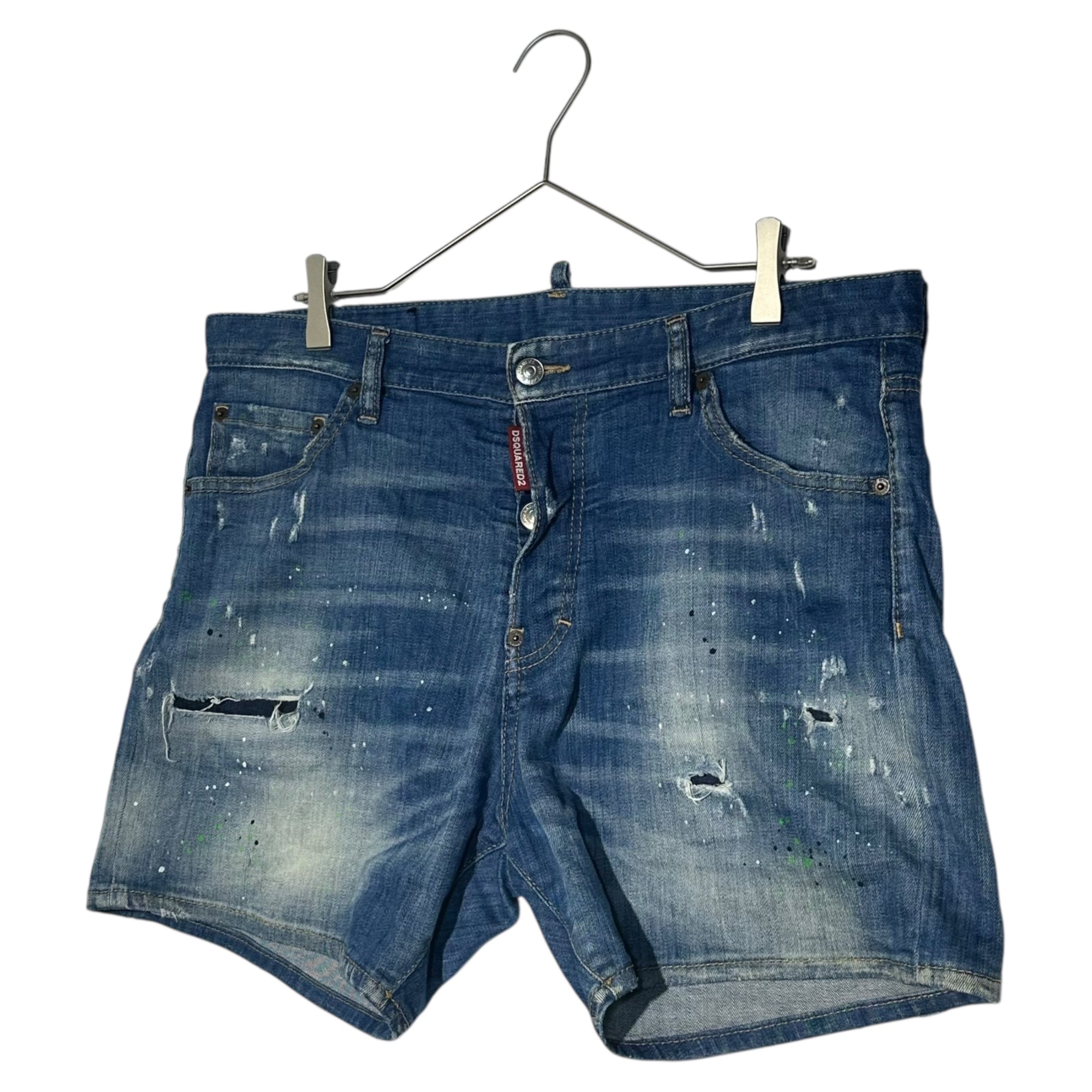 DSQUARED2(ディースクエアード) 19SS Squared Crotch Short スクエア クロッチ ショート S74MU0520 50(L程度) インディゴ デニム ハーフ パンツ ペンキ ダメージ加工 ショーツ