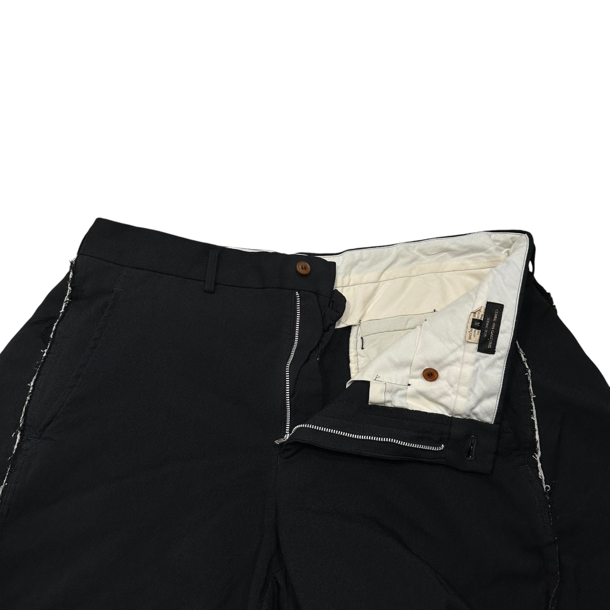 COMME des GARCONS HOMME PLUS(コムデギャルソンオムプリュス) 2022SS Ragged-Edge Estelle Wide-Leg Half Pants 断ち切り エステル ワイド ハーフ パンツ PI-P061 M ブラック AD2021