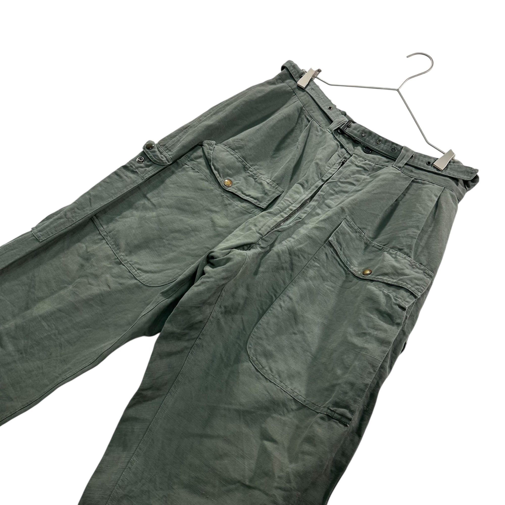 Italian Military(イタリア軍) Air Force Belted Field Pants エアフォース ベルテッド フィールド パンツ 50 オリーブ ヴィンテージ AF ririジップ パラシュート