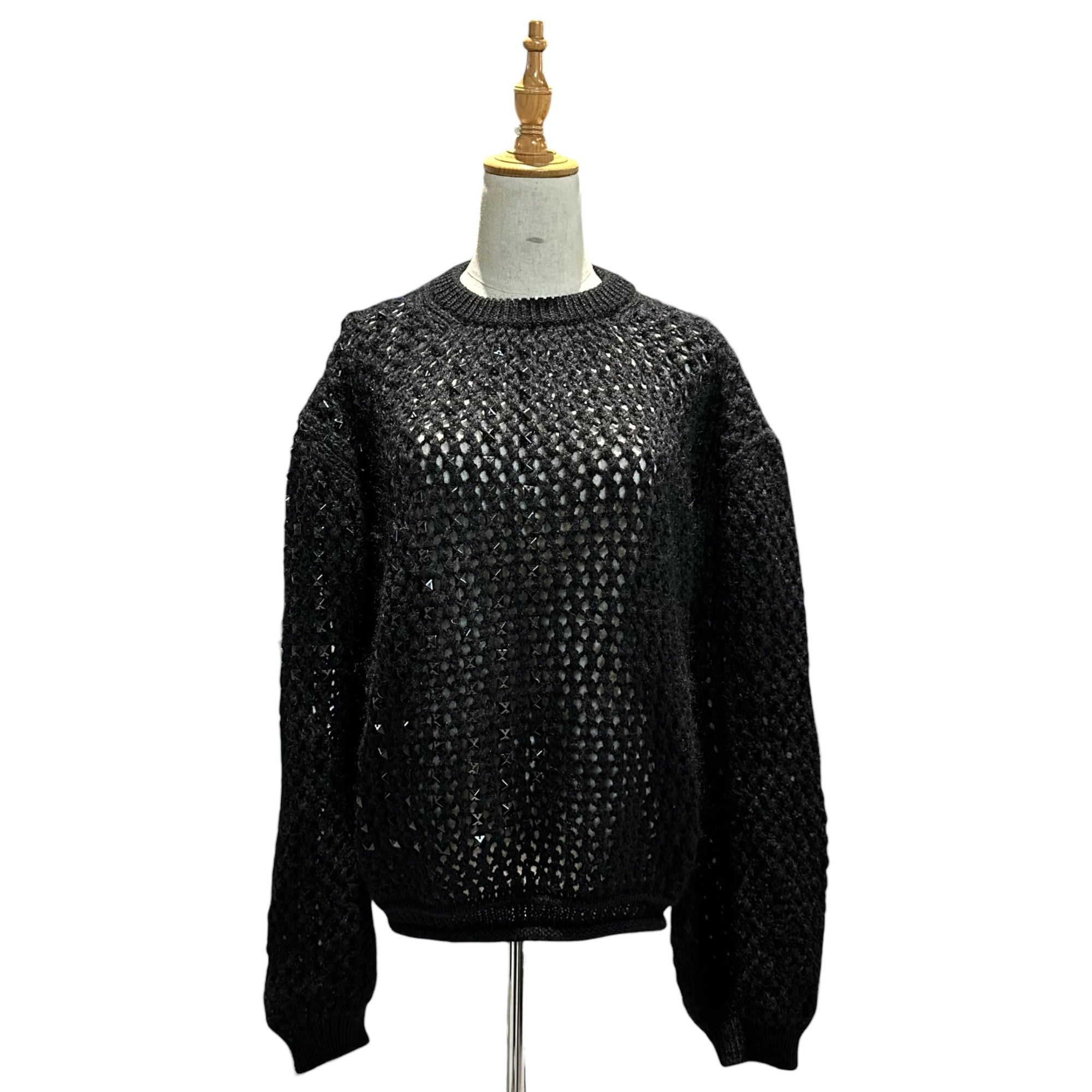 COMME des GARCONS JUNYA WATANABE(コムデギャルソンジュンヤワタナベ) Black Studs Low Gauge Crew Neck Knit ブラックスタッズ ローゲージ クルーネック ニット S ブラック