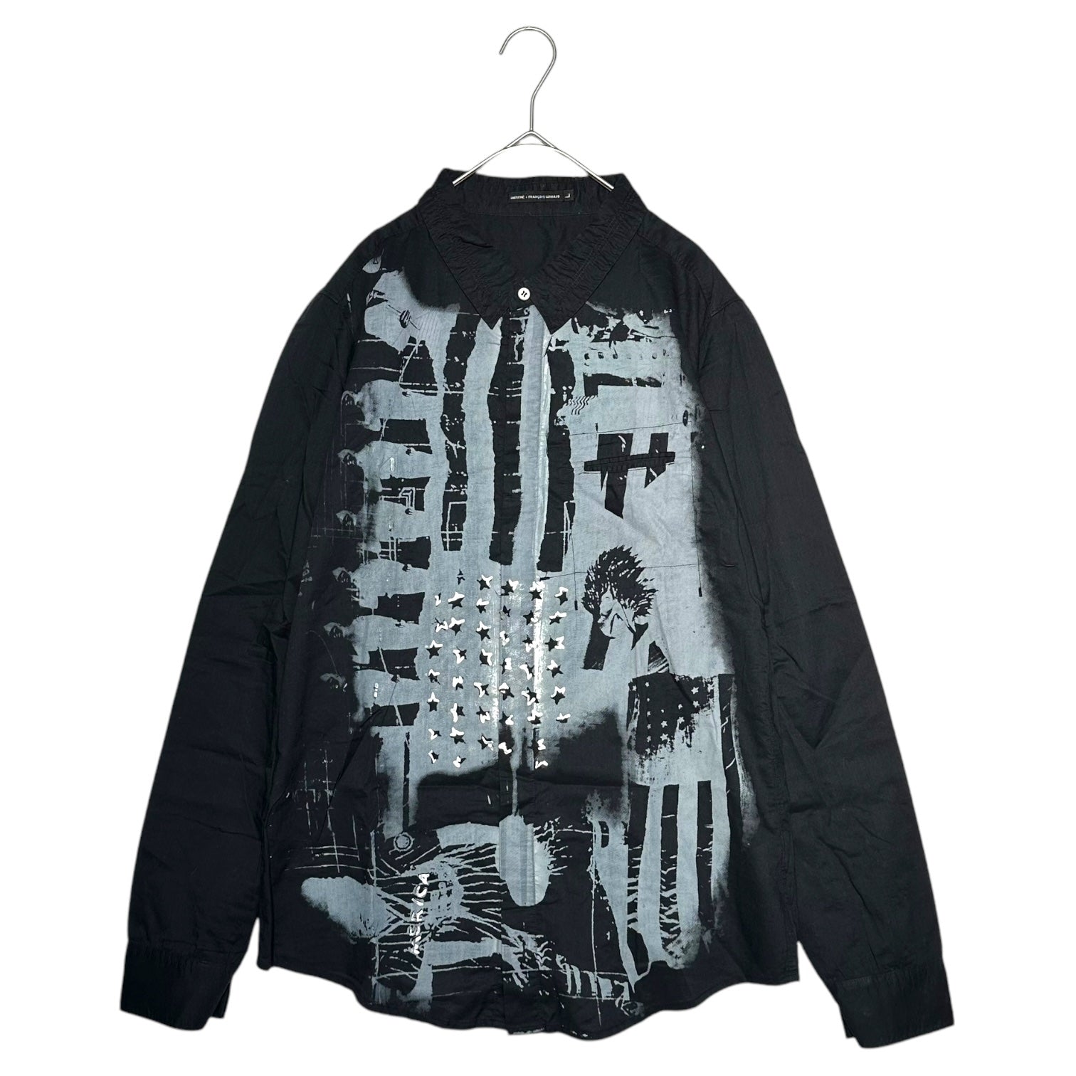 MARITHE FRANCOIS GIRBAUD(マリテフランソワジルボー) 00's Graphic Print L/S Shirt グラフィック プリント 比翼 長袖 シャツ M5-5224 L ネイビー Y2K