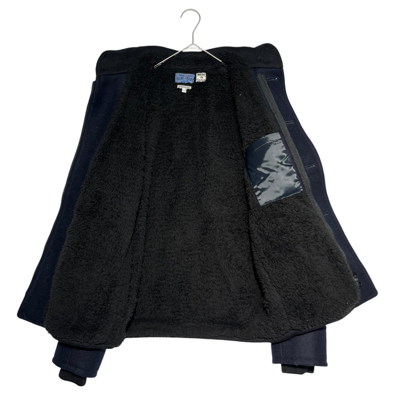 BLUE BLUE(ブルーブルー) 裏フリース ウール 切替 コットン ジャケット 700041-405 1(Sサイズ程度) ネイビー×ブラック ブルゾン