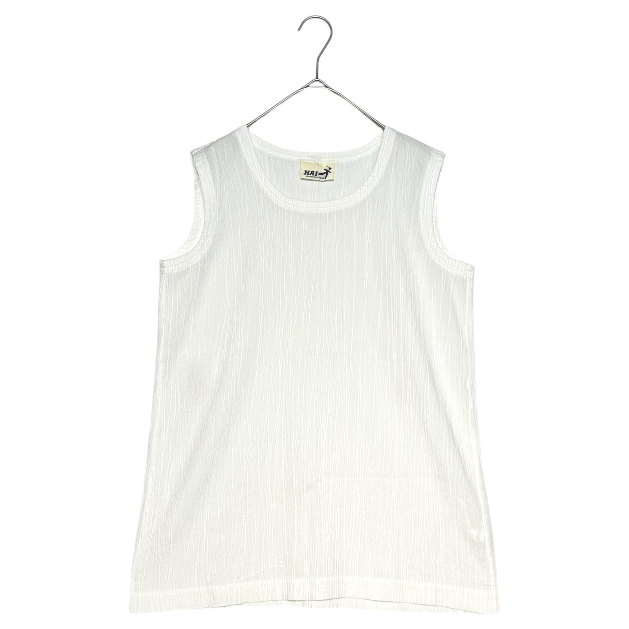 HAI SPORTING GEAR ISSEY MIYAKE(ハイスポルティングギア イッセイミヤケ) 80's Pleated sleeveless blouse with stole 80年代 ストール付き プリーツ ノースリーブ ブラウス M ホワイト