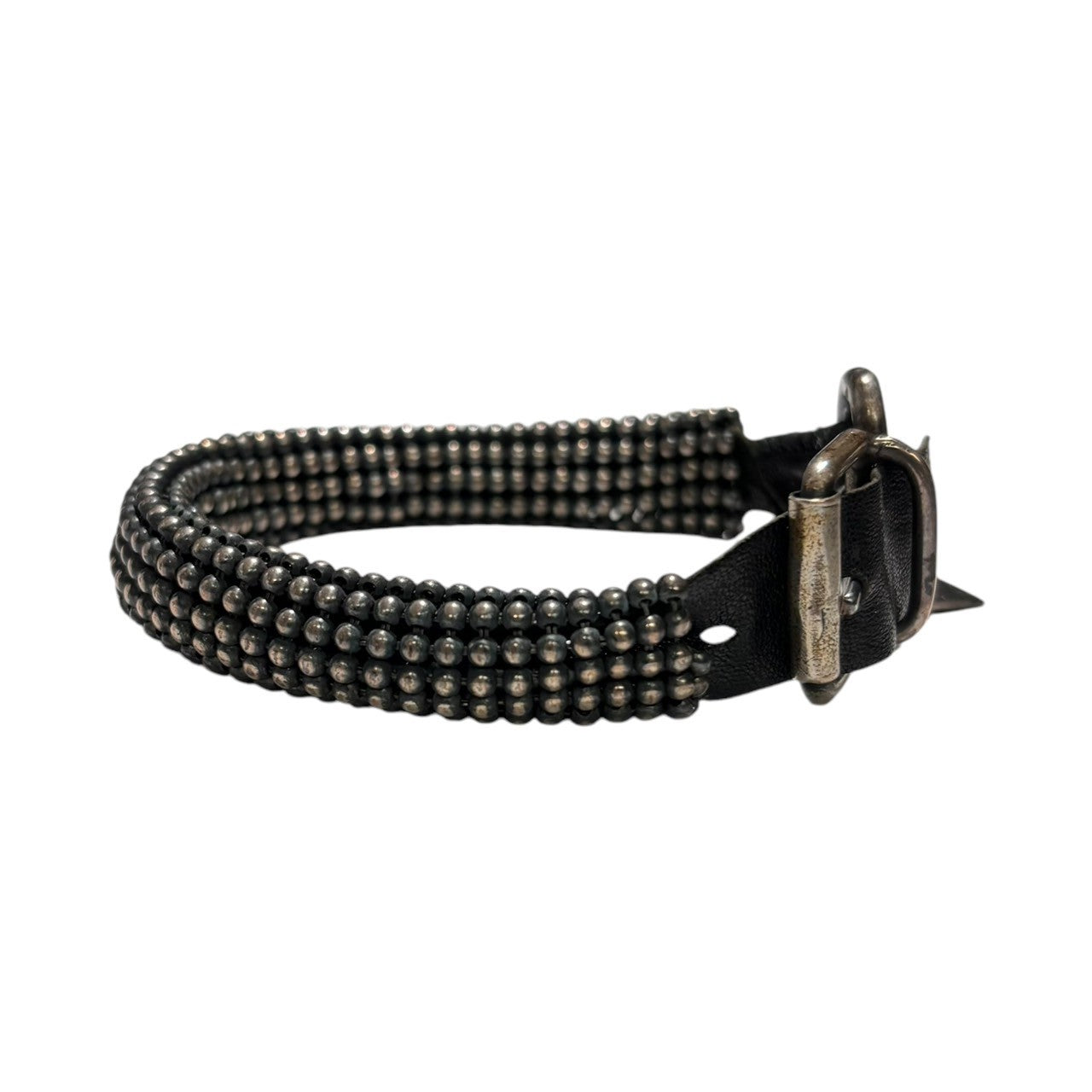 GOTI(ゴティ) 925 silver ball chain Leather bracelet シルバー ボール チェーン レザー ブレスレット ブラック×シルバー アクセサリー