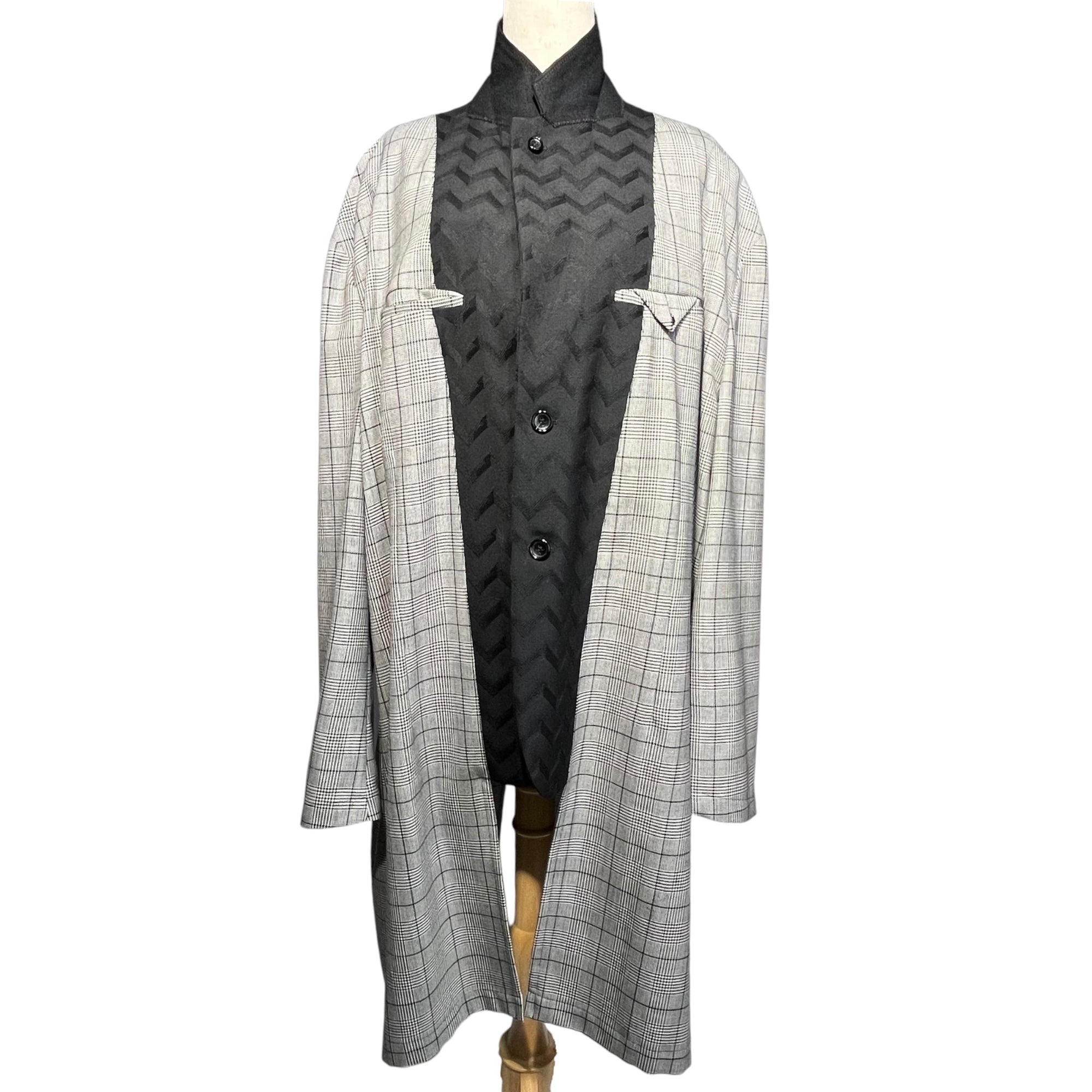 COMME des GARCONS HOMME PLUS(コムデギャルソンオムプリュス) 21AW Layered type check jacket レイヤードタイプ チェック ジャケット PH-J001 M グレー×ブラック AD2021 DARKROOM期