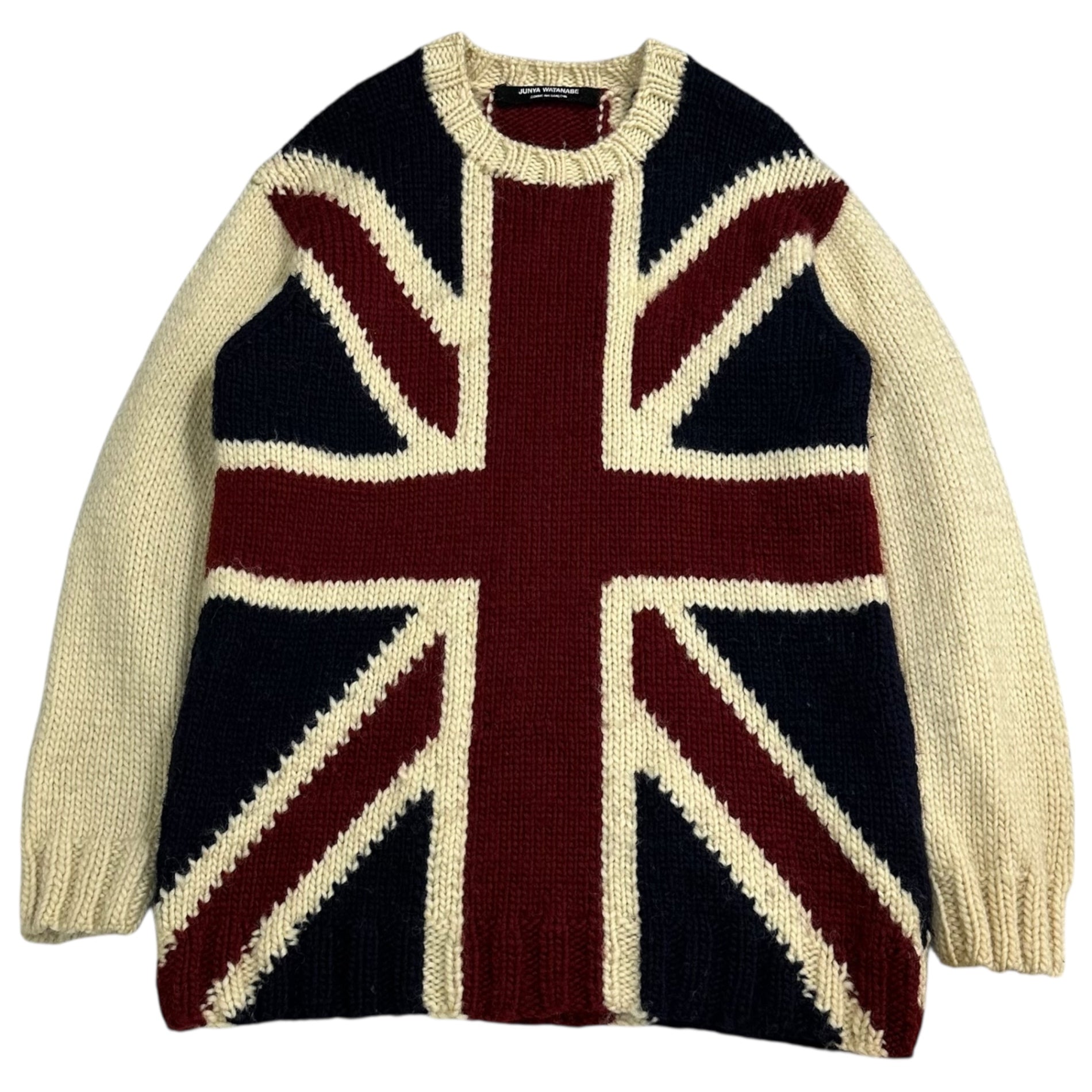 COMME des GARCONS JUNYA WATANABE(コムデギャルソンジュンヤワタナベ) 96AW Union Jack Low Gauge Wool Knit ユニオンジャック ローゲージ ウール ニット JN-040290 表記無(FREE) アイボリー×レッド×ネイビー 90's 90年代