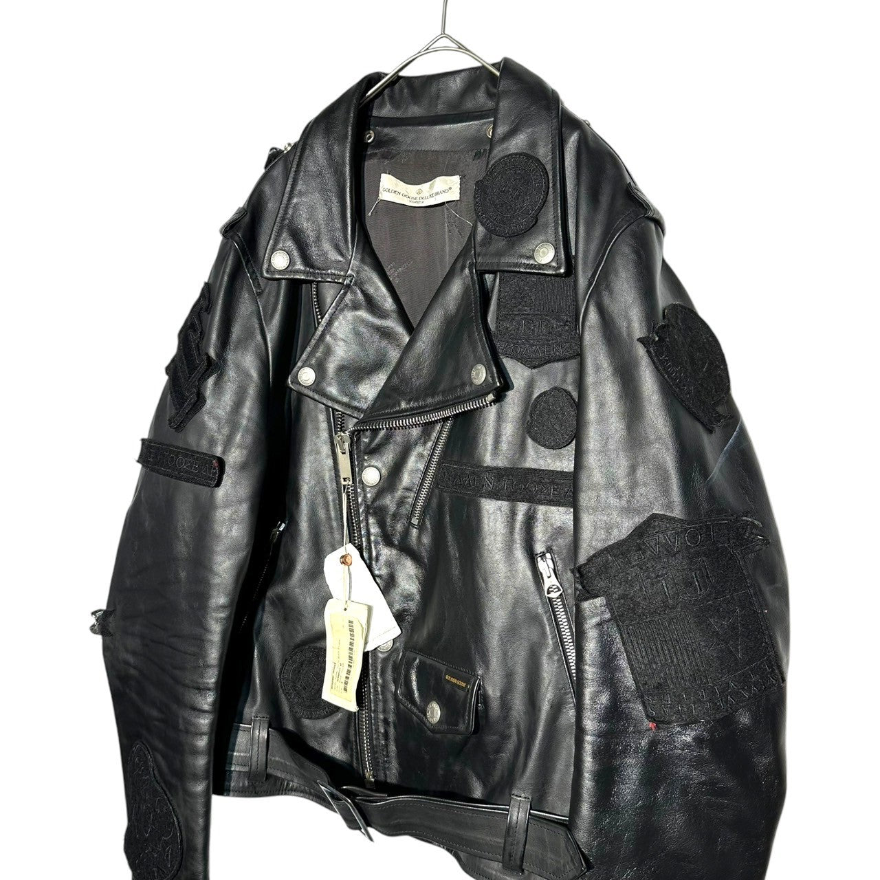 GOLDEN GOOSE(ゴールデングース) Custom Badge Double Riders Jacket カスタム ワッペン ダブル ライダース ジャケット 964364 S ブラック