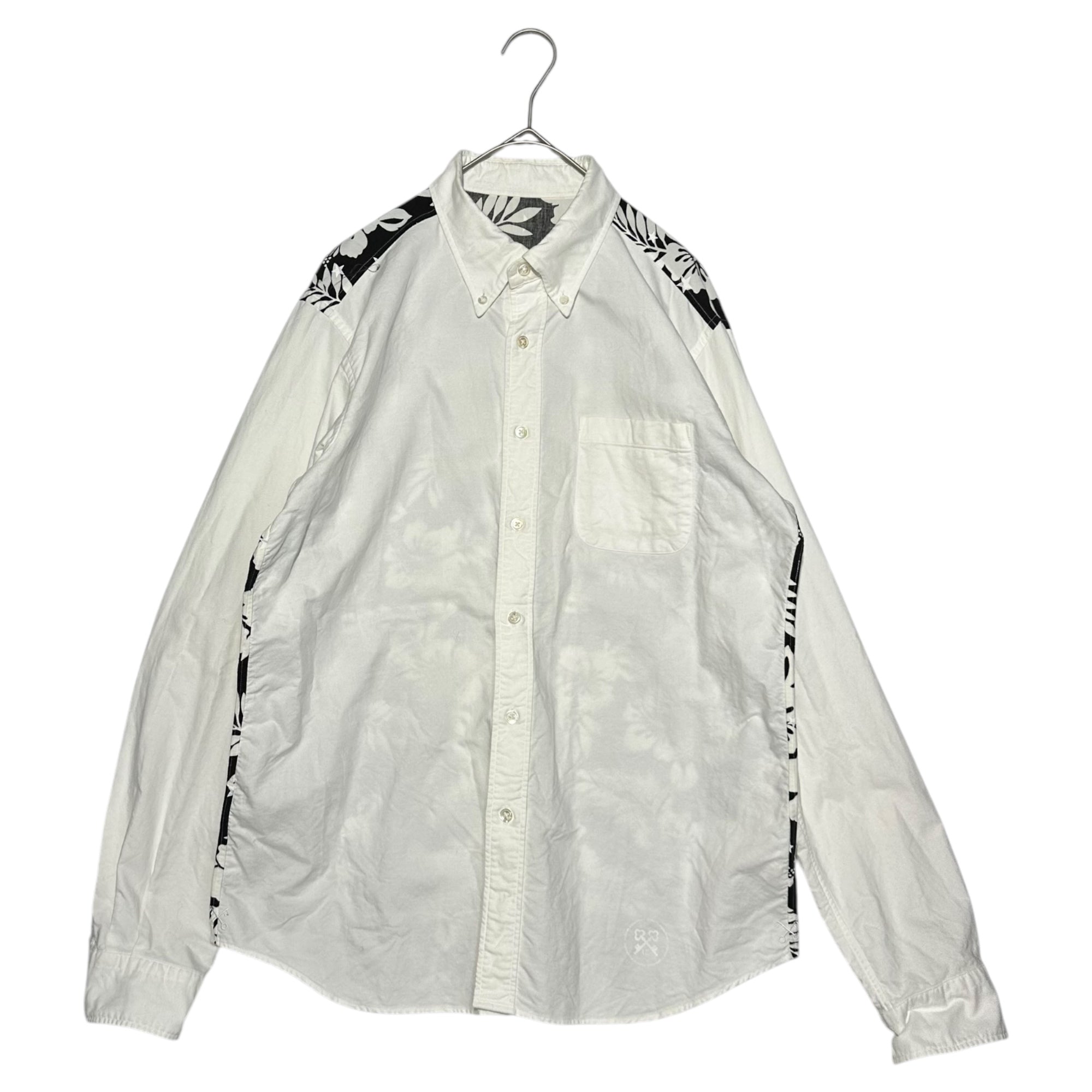 uniform experiment(ユニフォームエクスペリメント) Aloha Button Down Shirt アロハ 切替 ボタンダウン 長袖 シャツ UE-170011 3 ホワイト