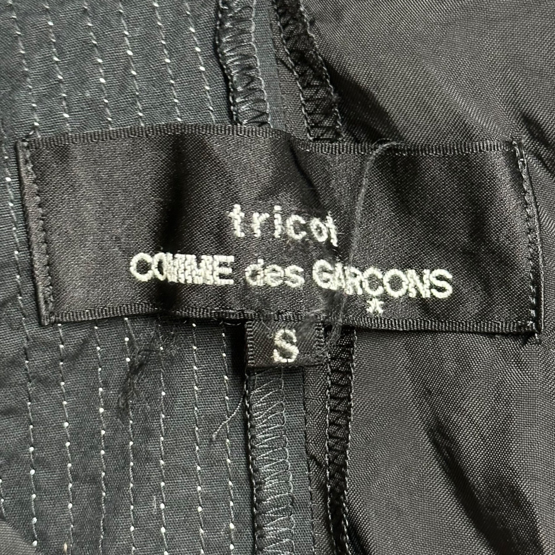 tricot COMME des GARCONS(トリココムデギャルソン) 08SS Silver Stitch Design Deformed Sleeve One Piece Dress シルバーステッチ デザイン 変形 スリーブ ワンピース TA-0013 S ブラック×シルバー AD2007