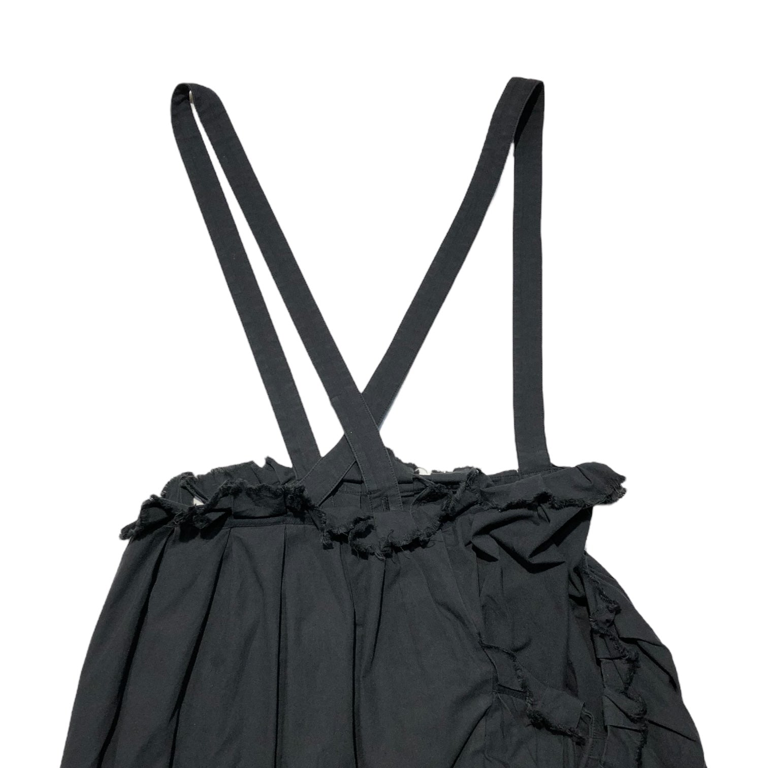 Y's(ワイズ) Raw-cut gathered jumper skirt 切りっぱなし ギャザー ジャンパー スカート YV-S09-009 2(M程度) ブラック サロペット