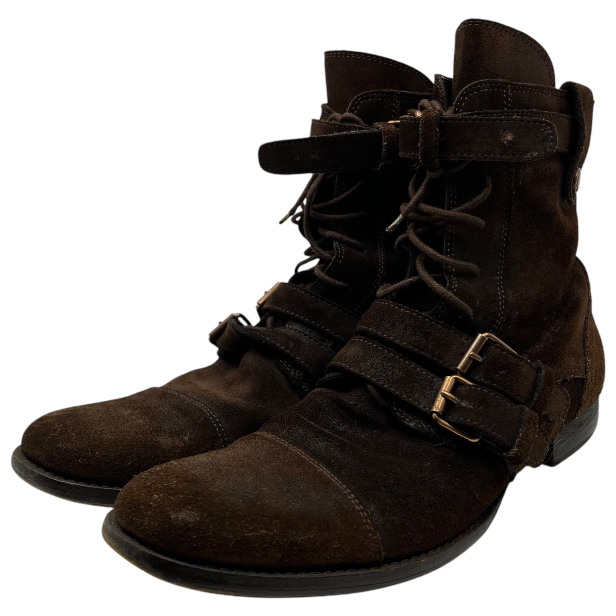 DOLCE&GABBANA(ドルチェ&ガッバーナドルガバ) suede belted boots スウェード ベルテッド ブーツ スエード ベルト 9(27.0cm程度) ブラウン