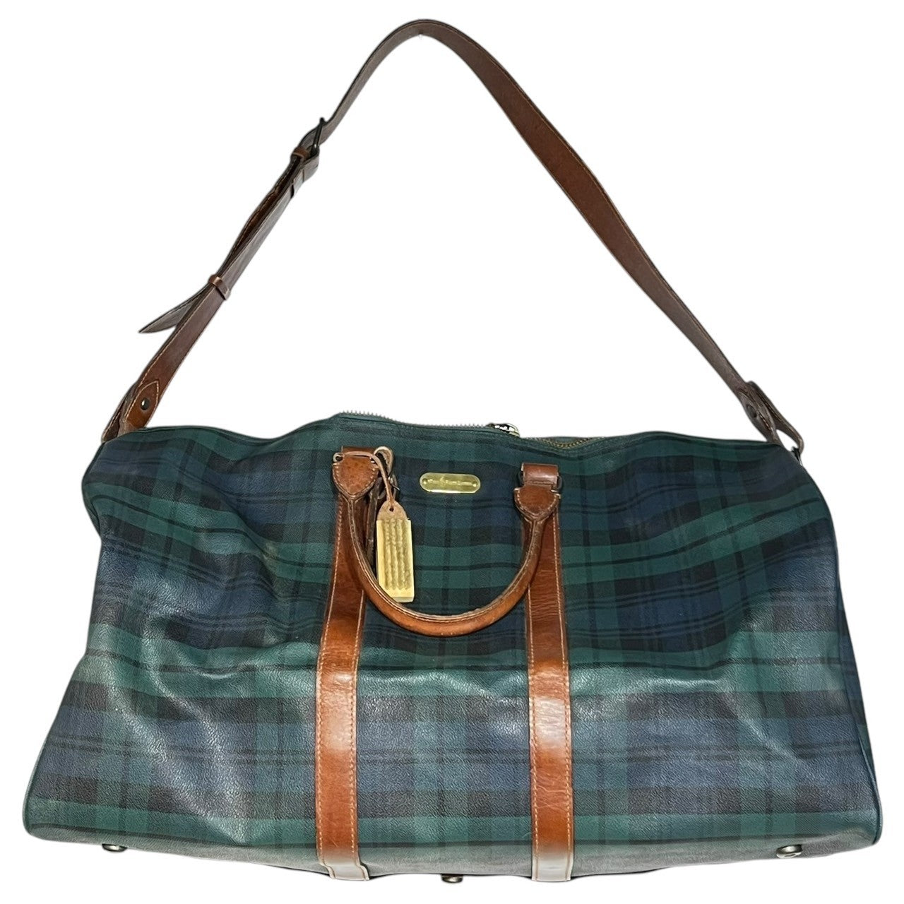 POLO RALPH LAUREN(ポロラルフローレン) 2WAY チェック ボストン バッグ グリーン×ネイビー 旅行