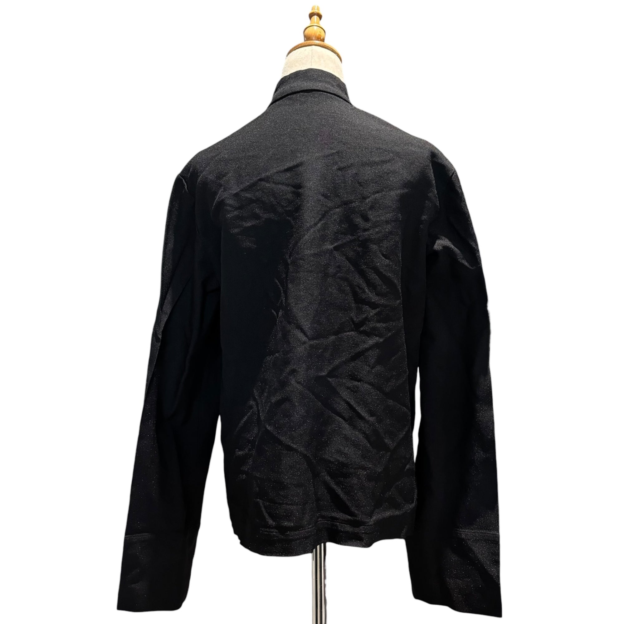 BLACK COMME des GARCONS(ブラックコムデギャルソン) 17AW Polyester Shrink-Resistant Checkered Panel China Shirt Jacket ポリエステル 縮絨 チェック切替 チャイナ シャツ ジャケット OT-J001 L ブラック AD2017 男性着用可能