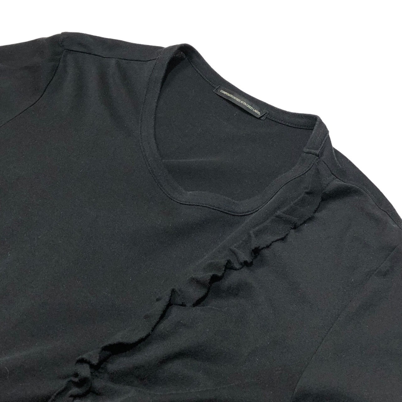 Y's(ワイズ) 11SS Frill gathered S/S T-shirt フリル ギャザー カットソー 半袖 Tシャツ YO-T32-066 2(Mサイズ程度) ブラック