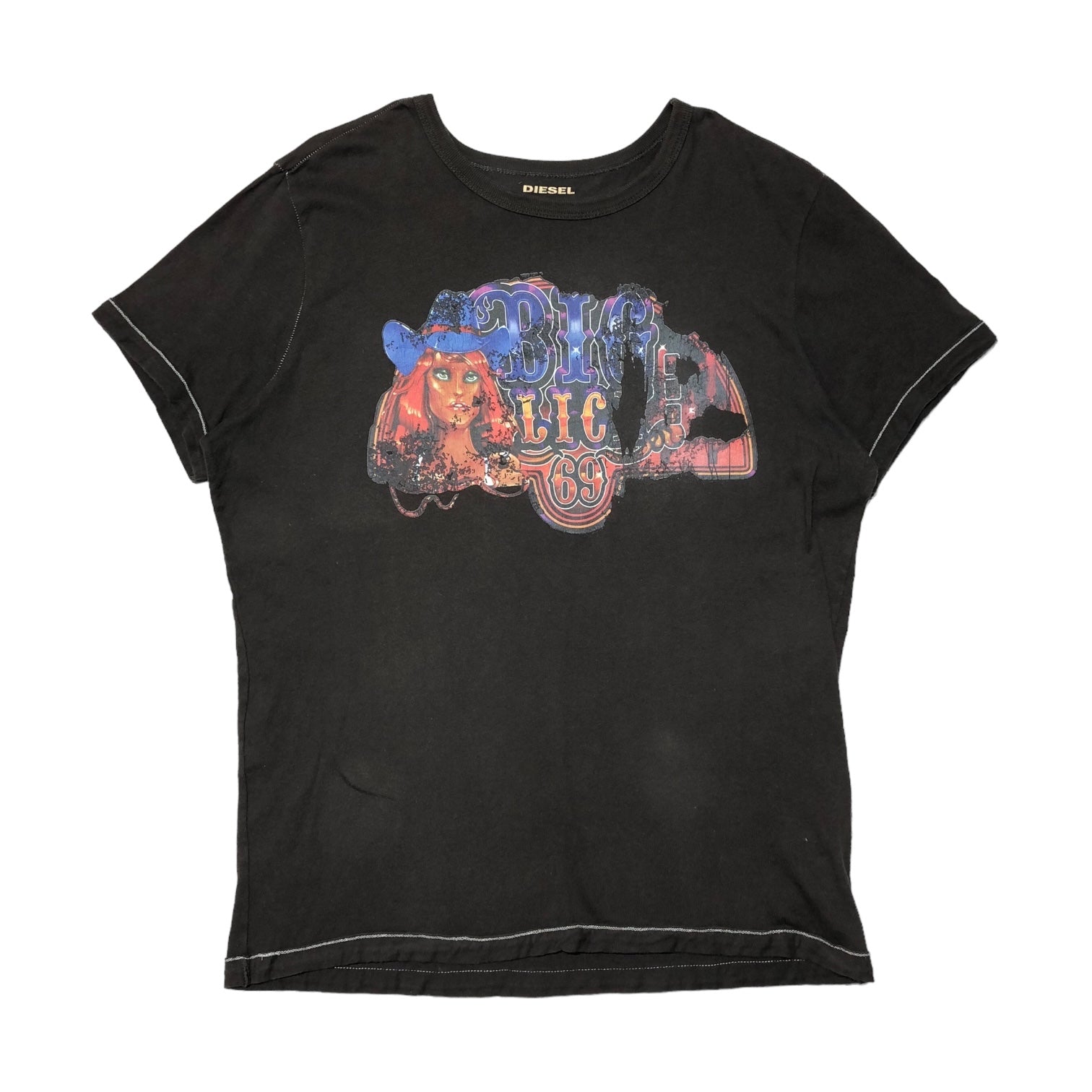 DIESEL(ディーゼル) BIG LIC 69 print T-shirt プリント Tシャツ XL ブラック