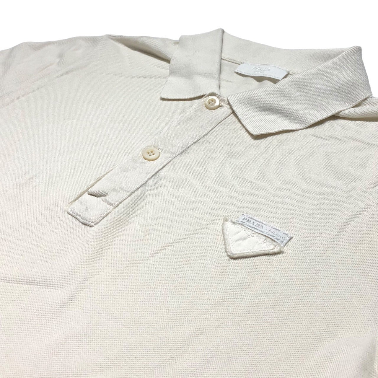 PRADA(プラダ) 08SS トライアングルロゴポロシャツ/三角ロゴ UJM546 S アイボリー