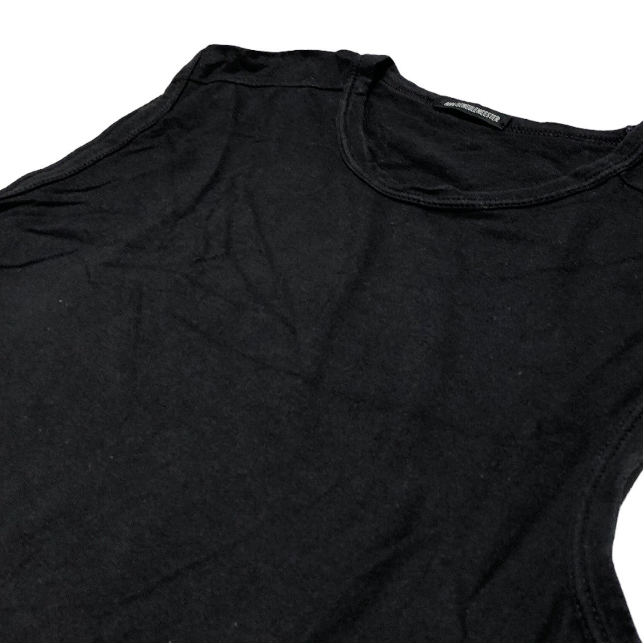 ANN DEMEULEMEESTER(アンドゥムルメステール) 00's D-ring design tank top Dカンデザインタンクトップ ノースリーブカットソー 352-38608 XS ブラック オリゾンティタグ