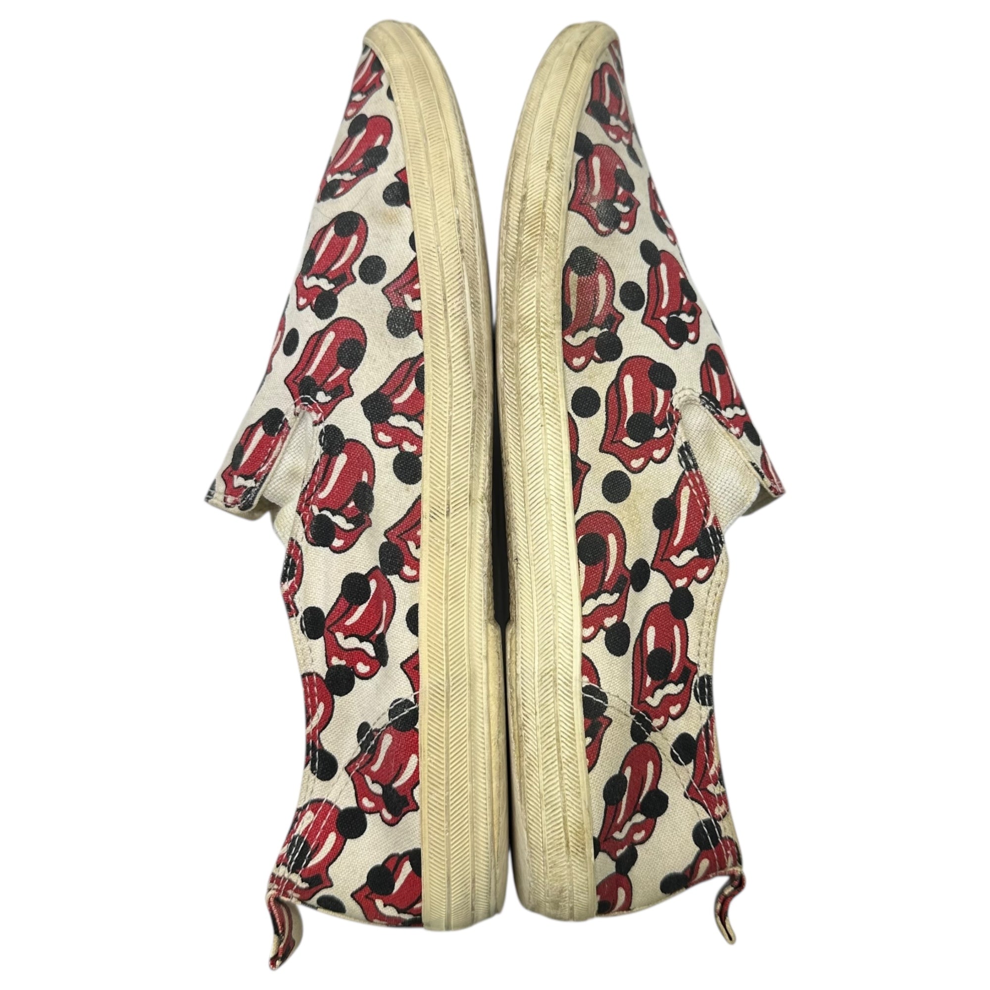 COMME des GARCONS HOMME PLUS(コムデギャルソンオムプリュス) 06SS Rolling Stones Lips & Tongue Print Slip-Ons ローリング ストーンズ リップ&タン プリント スリッポン JQ25A1 27.0cm ブラック×レッド スニーカー コラボ