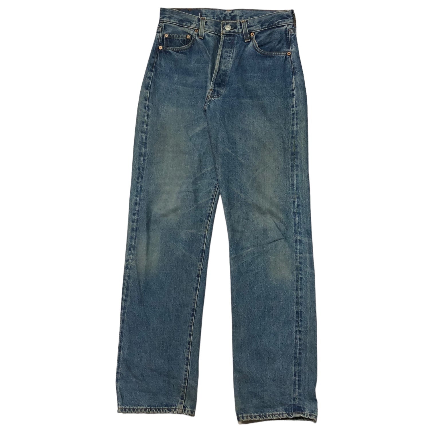 Levi's(リーバイス) 90's 501 straight denim pants ヴィンテージ セルビッチ ストレート デニム パンツ ジーンズ 555-0294 W31 インディゴ USA製 裏ボタン555 バレンシア工場 赤耳
