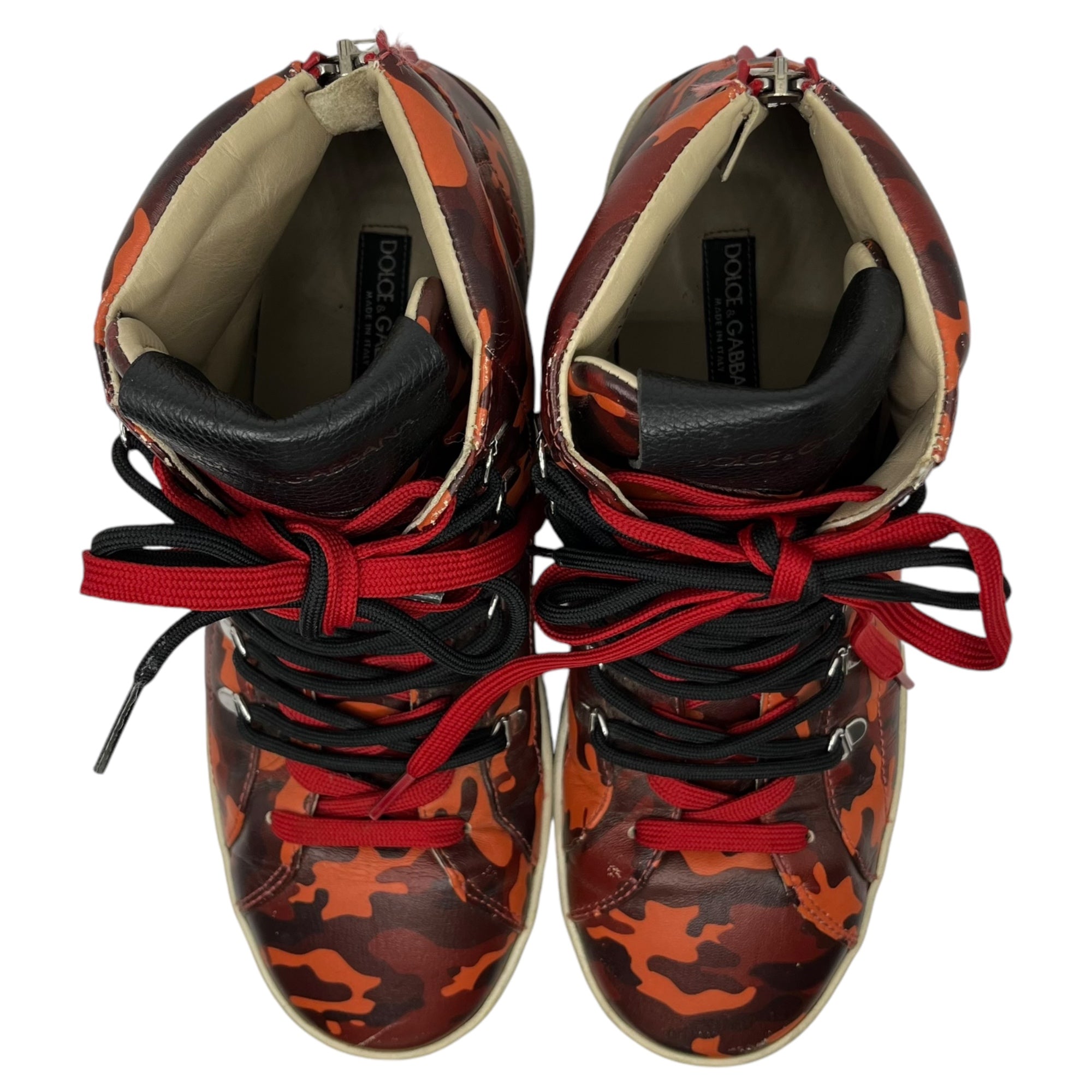 DOLCE&GABBANA(ドルチェ&ガッバーナドルガバ) Double lace camouflage high-cut sneakers ダブル シューレース カモフラ ハイカット スニーカー CS1247 8(26.5xm~27cm程度) レッド