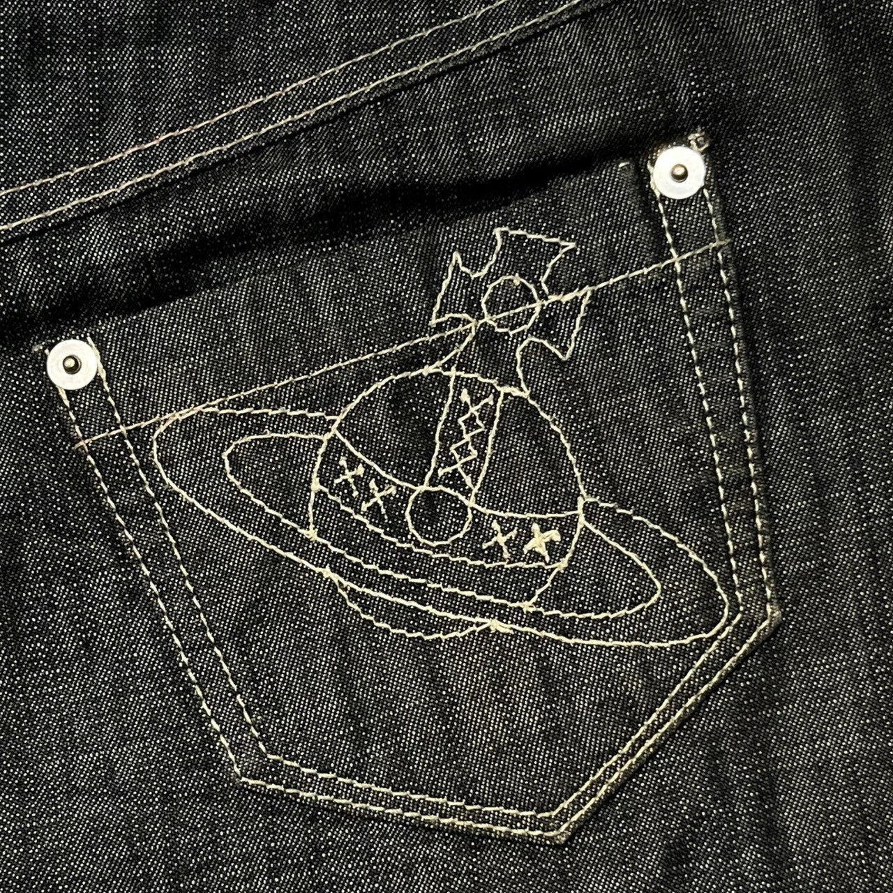 Vivienne Westwood RED LABEL(ヴィヴィアンウエストウッドレッドレーベル) 00's Orbro logo zip denim mini skirt オーブ ロゴ ジップ デニム ミニ スカート 357-01-23005 3(L程度) インディゴ Y2K