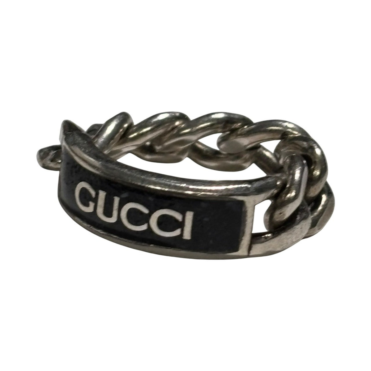 GUCCI(グッチ) 925 logo plated golmet chain ring 925 ロゴ プレート 