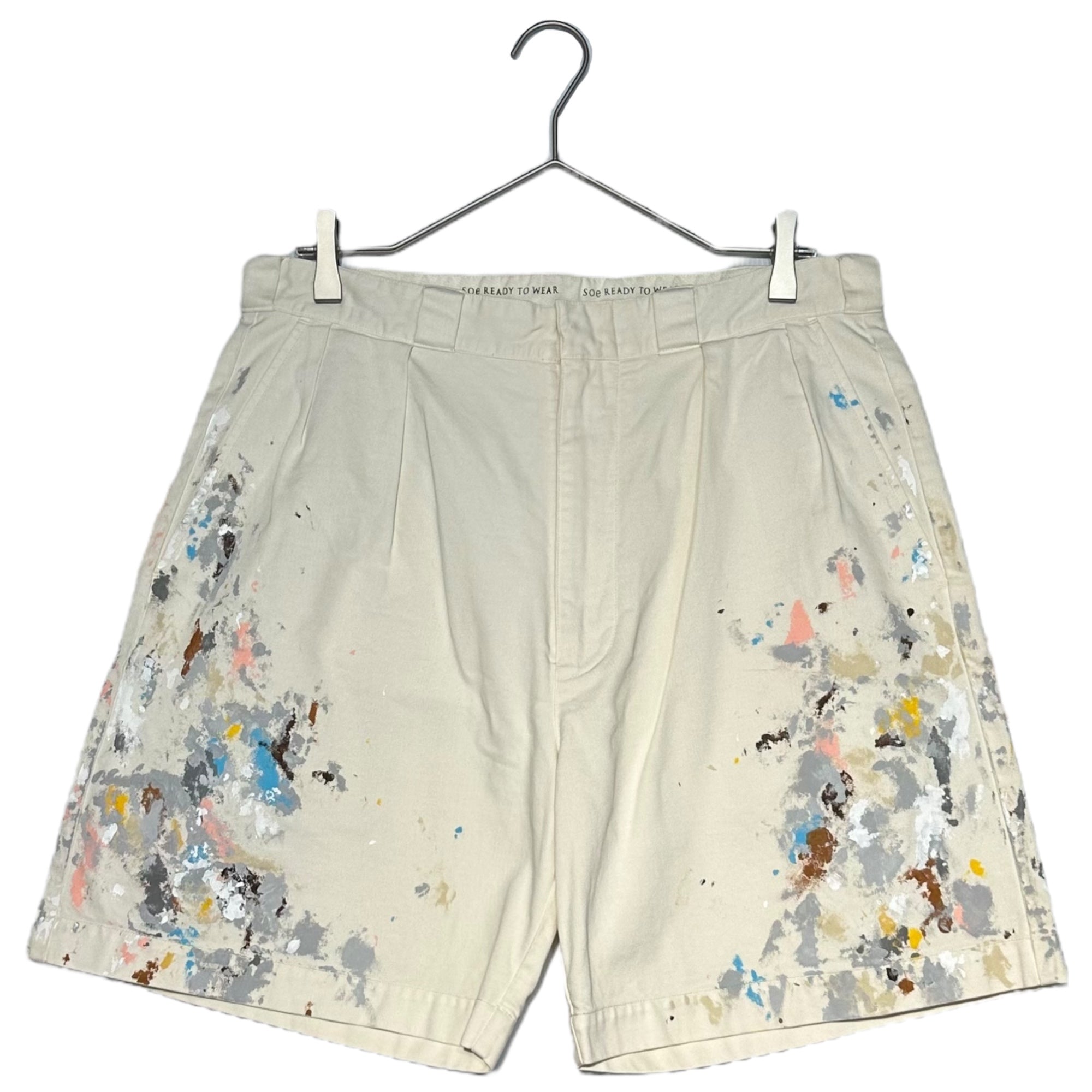 SOE(ソーイ) Painter Shorts ペインター ショーツ 1201-60-011 1 ホワイト ハーフ ショート ペンキ SOE READY TO WEAR ボロ