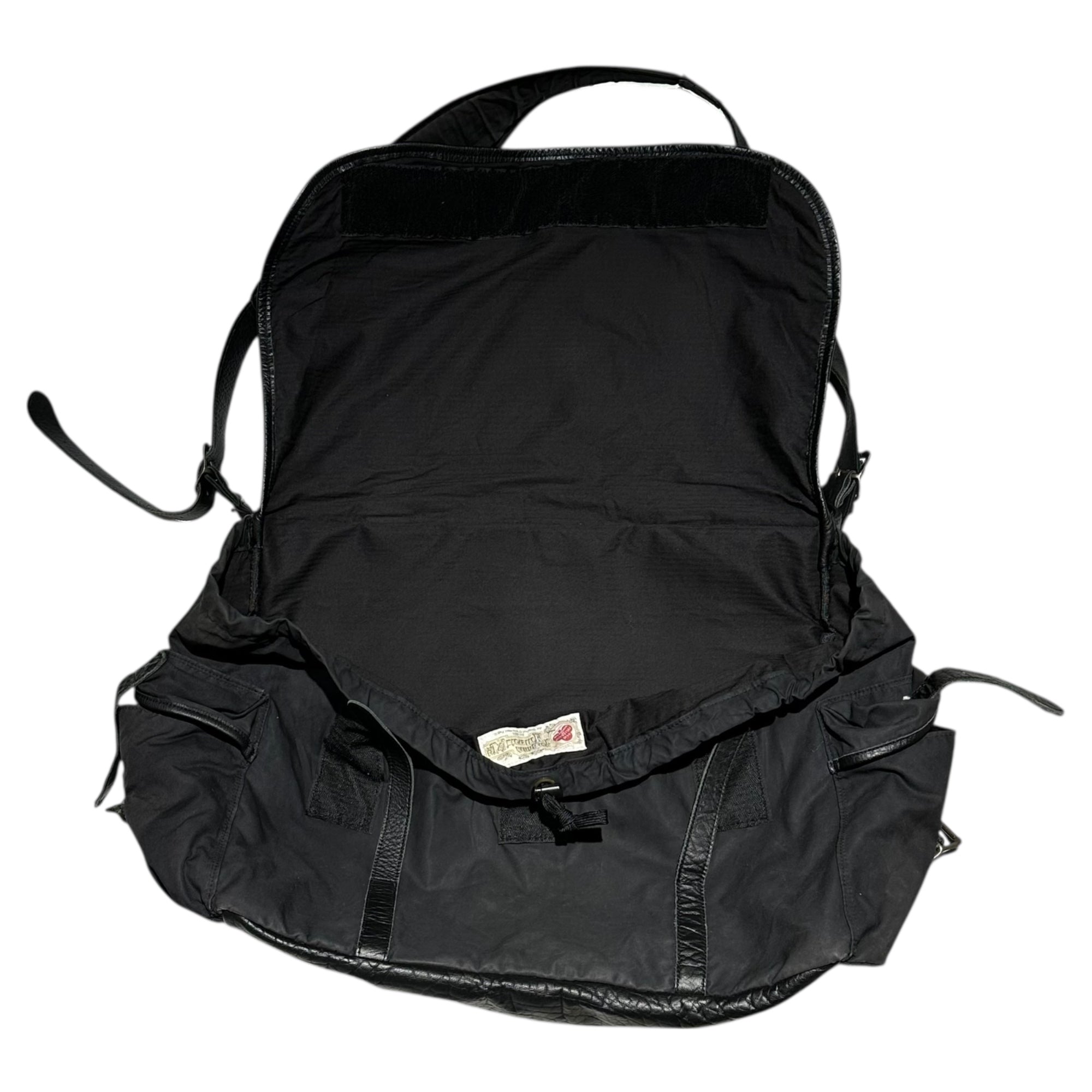 STIFF(スティッフ) Leather-Trimmed Big Messenger Bag レザー 切替 ビッグ メッセンジャー バッグ ブラック