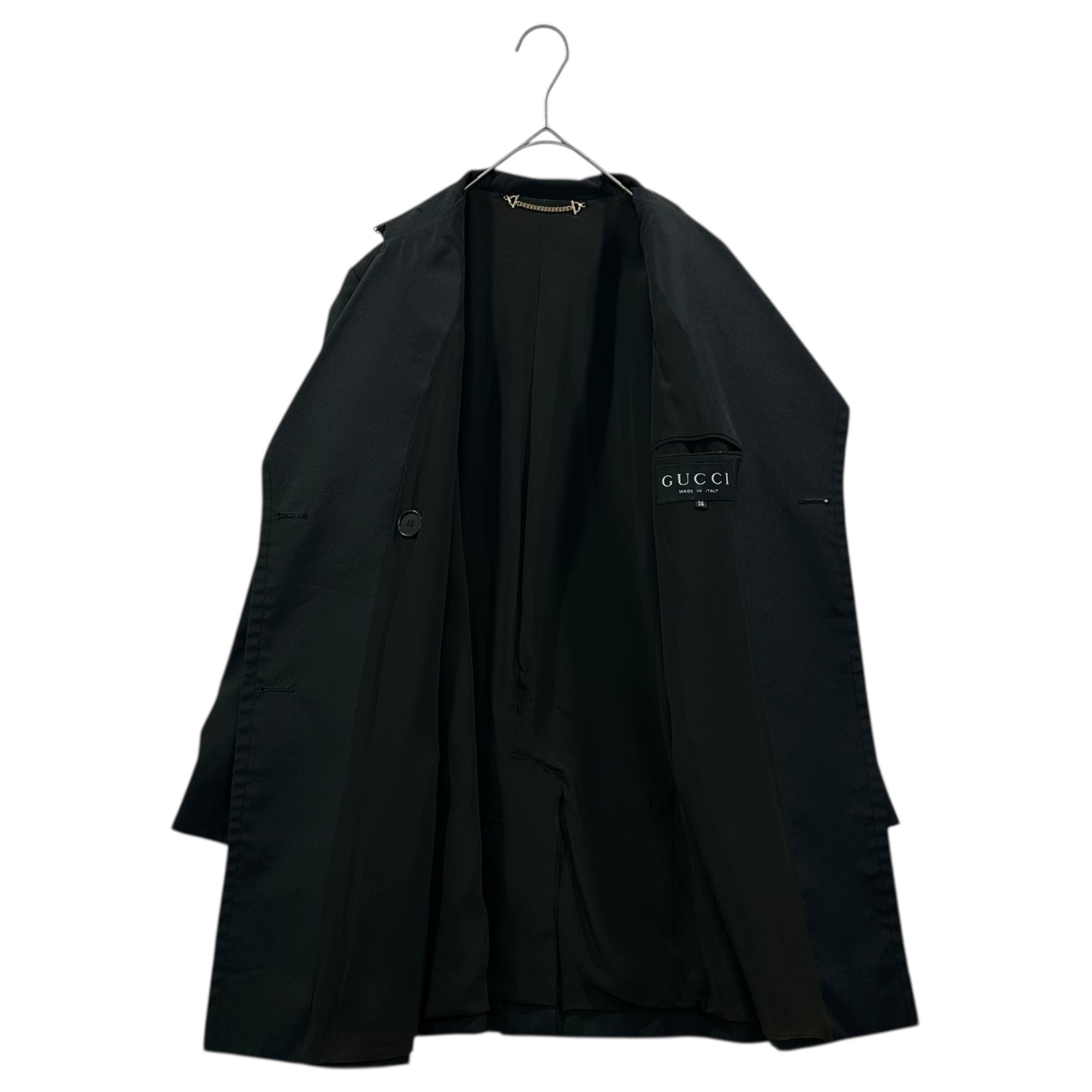GUCCI(グッチ) 1997 By TOM FORD Short Silk-Blend Trench Coat トムフォード期 シルク混 トレンチ ショート コート 38(M程度) ブラック 90年代 90's