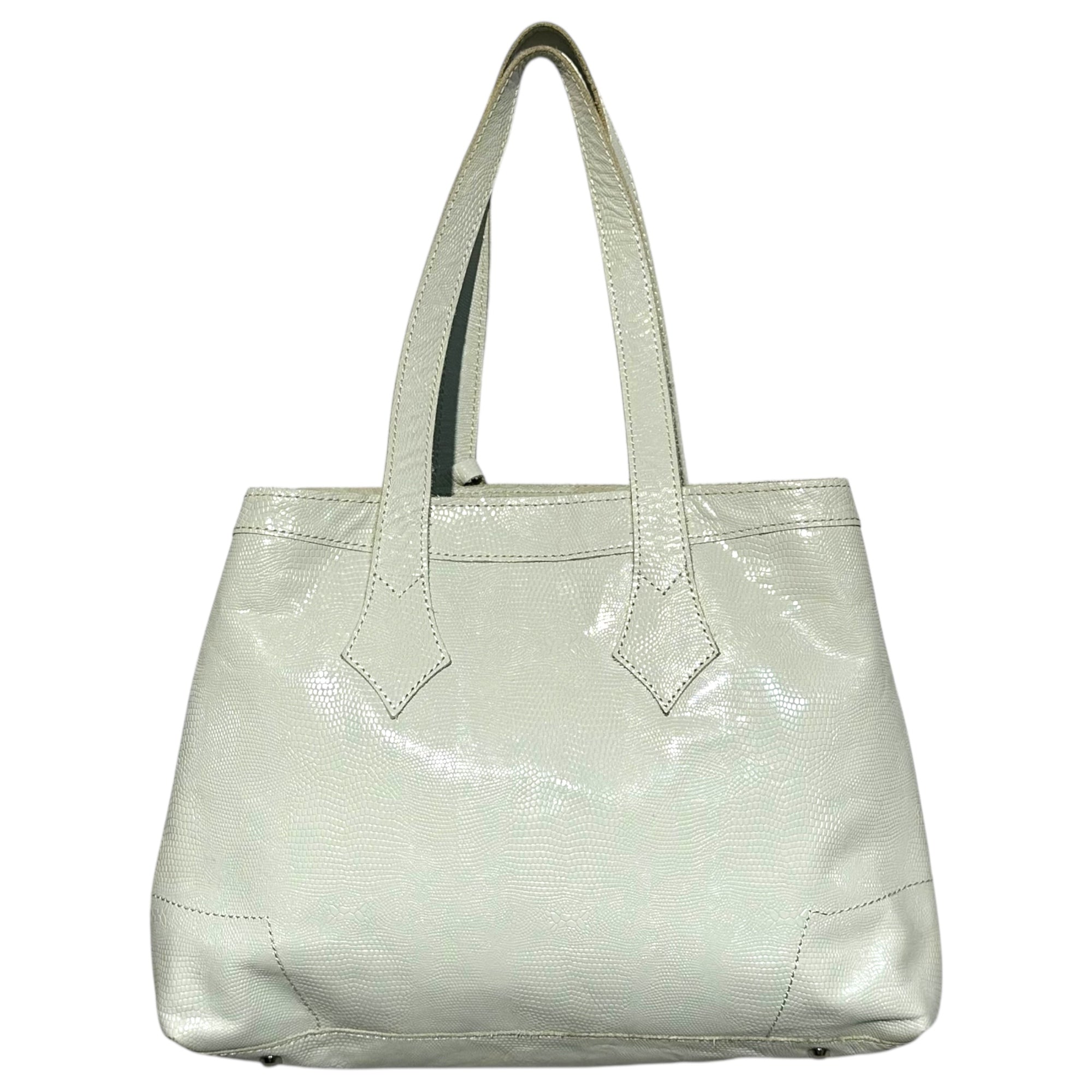 Vivienne Westwood ACCESSORIES(ヴィヴィアンウエストウッドアクセサリー) Orb Logo Crocodile Embossed Leather Tote Bag オーブ ロゴ クロコ 型押し レザー トート バッグ ホワイト ハンド 肩掛け