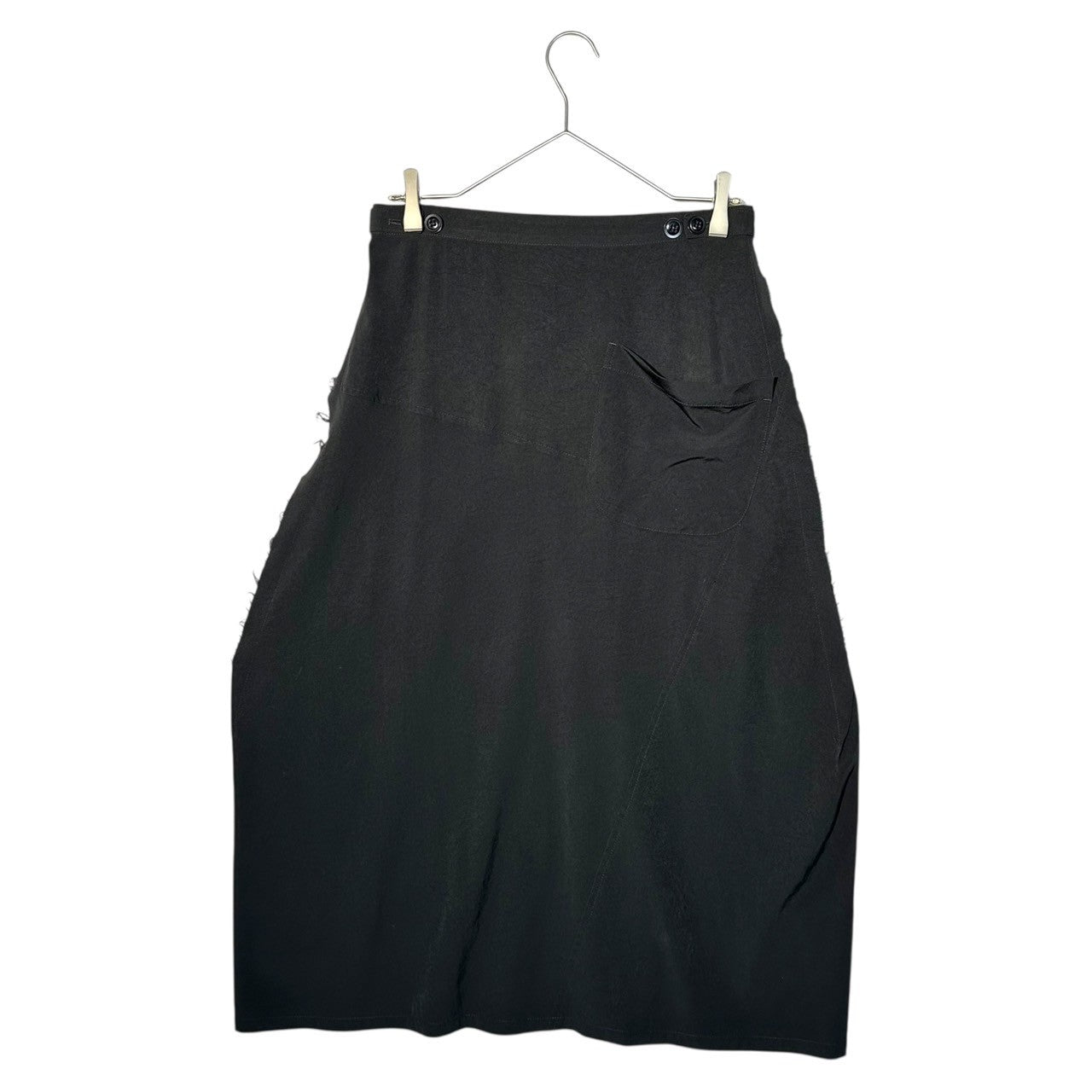 Y's(ワイズ) 10SS Long skirt with tricetate body and cut-out design 切りっ放し デザイン トリアセテート ボディ ロング スカート YJ-S16-500 1(S程度) ブラック