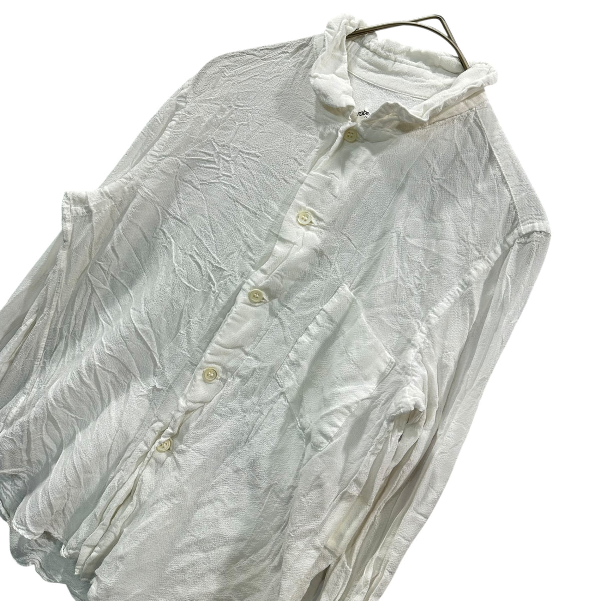robe de chambre COMME des GARCONS(ローブドシャンブルコムデギャルソン) 1999SS Wrinkled-Finish Short-Length Blouse シワ 加工 ショート レングス ブラウス RB-10009S S ホワイト AD1998 90s アーカイブ