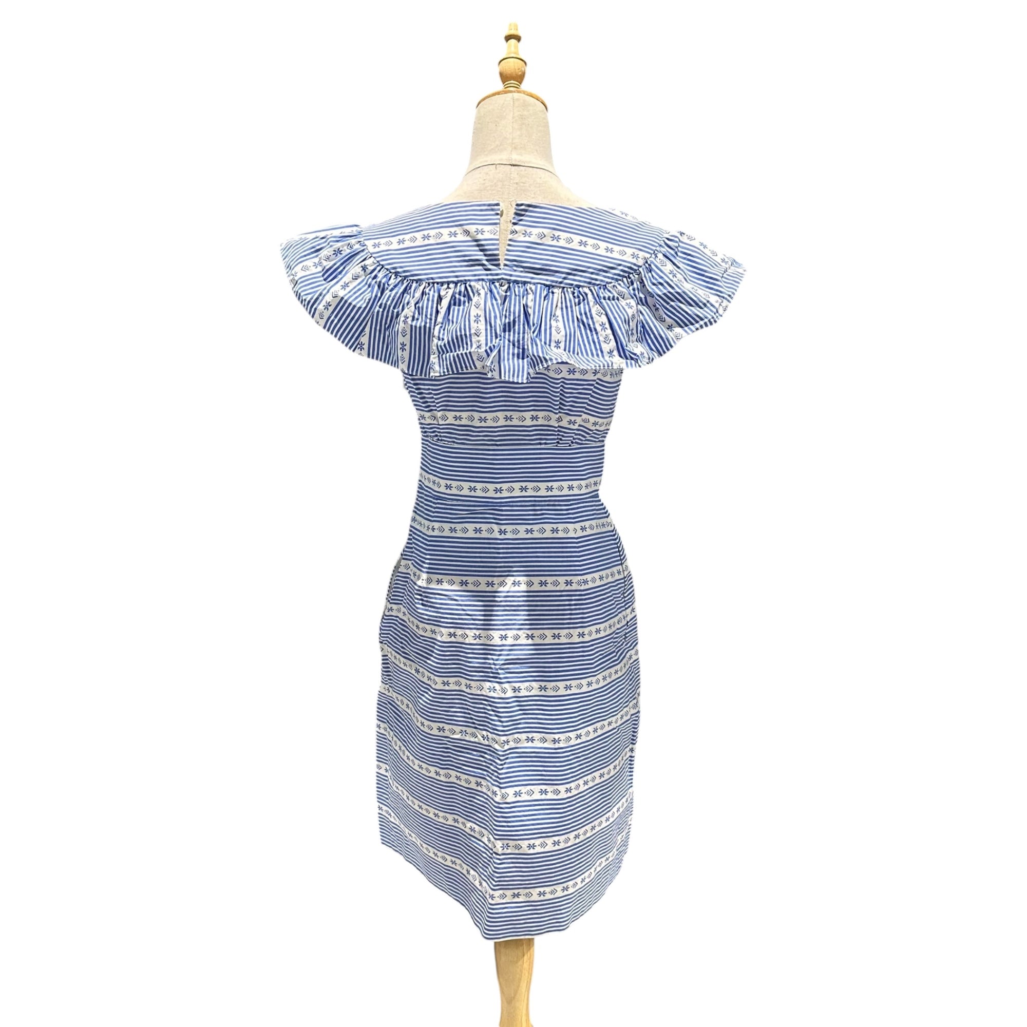 miu miu(ミュウミュウ) 2015AW Geometric Pattern Striped Sleeveless Dress 幾何学模様 ストライプ ノースリーブ ワンピース AMM1 2015 936 40 スカイブルー×ホワイト