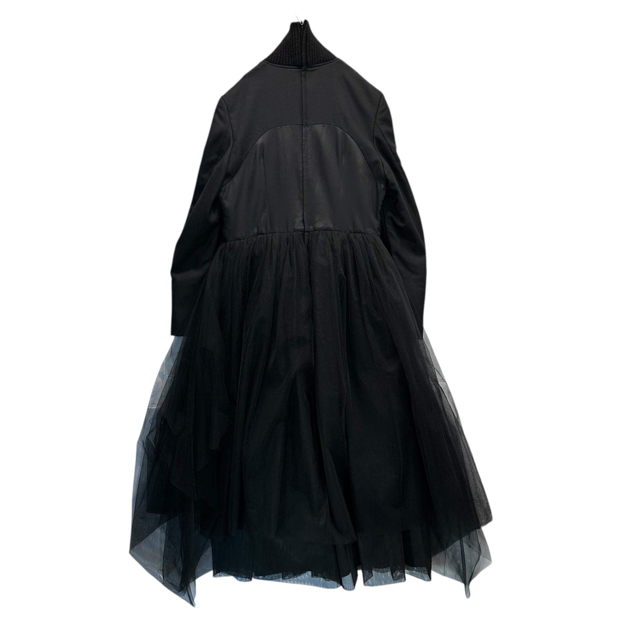noir kei ninomiya(ノワールケイニノミヤ) 23AW Knit-Panel Tailored Sleeve Tulle Dress ニット切替 テーラード スリーブ チュール ワンピース 3L-O012 S ブラック AD2023
