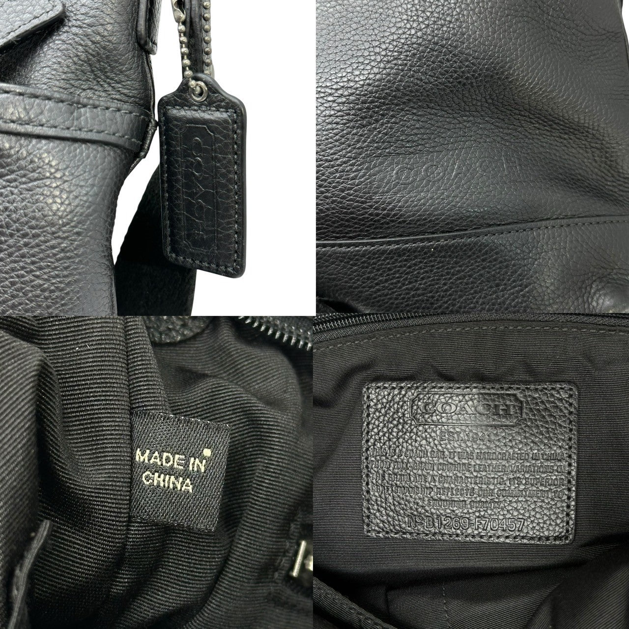 COACH(コーチ) Leather Shoulder Bag レザー ショルダー バッグ F70457 ブラック