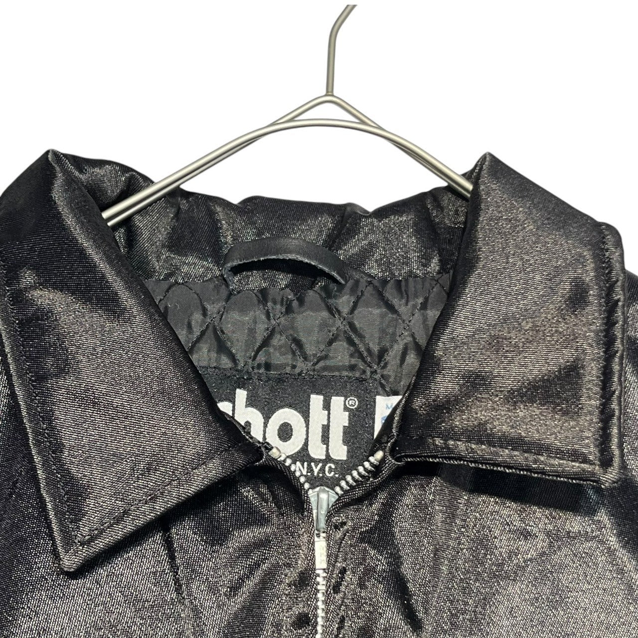 SCHOTT(ショット) Nylon single rider jacket ナイロン シングル ライダース ジャケット 20 50603692 M ブラック