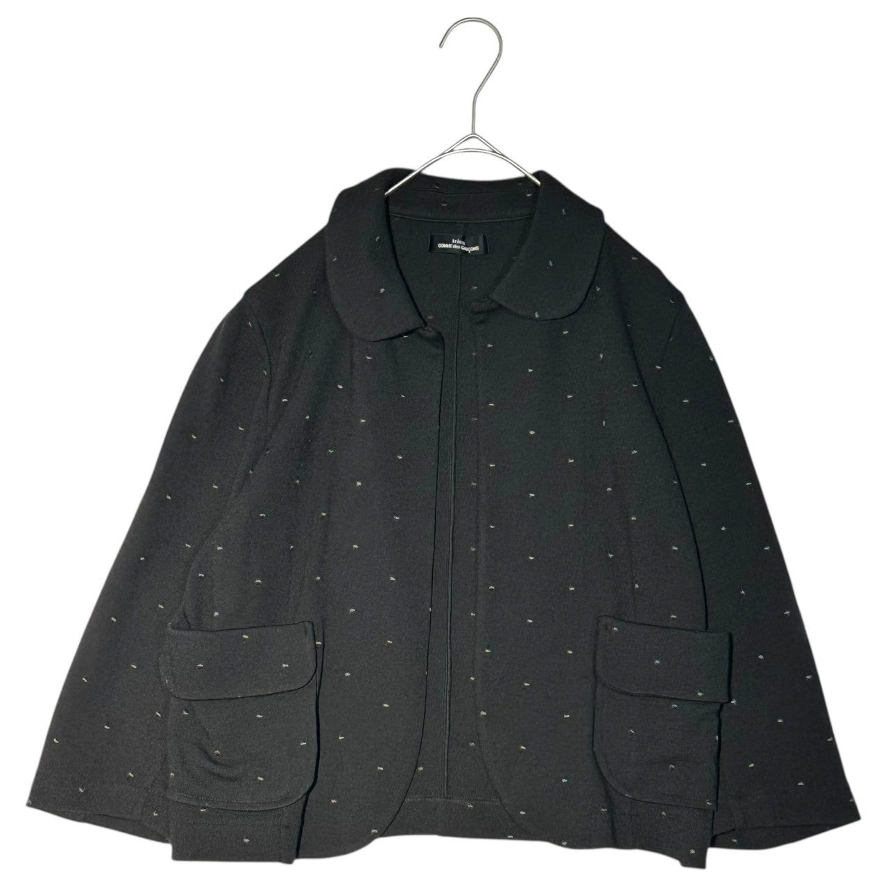 tricot COMME des GARCONS(トリココムデギャルソン) 09AW Short jacket with shawl collar and buttonless dot embroidery ショールカラー ドット刺繍 ボタンレス ショート ジャケット TD-T009 FREE ブラック AD2009