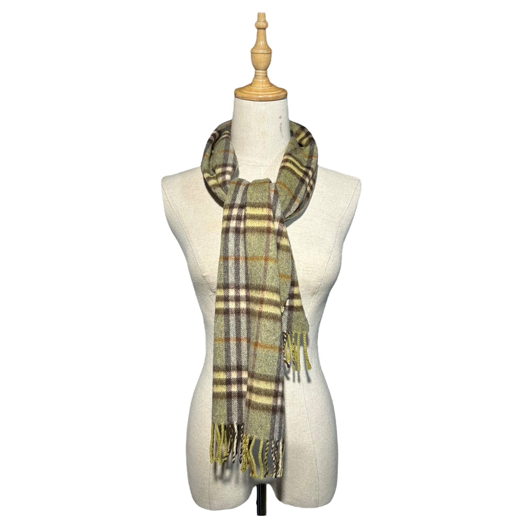Burberry’s(バーバリーズ) UK made 100% Cashmere Nova Check Scarf カシミア 100% ノバ チェック マフラー イエロー×グレー ヴィンテージ イングランド製