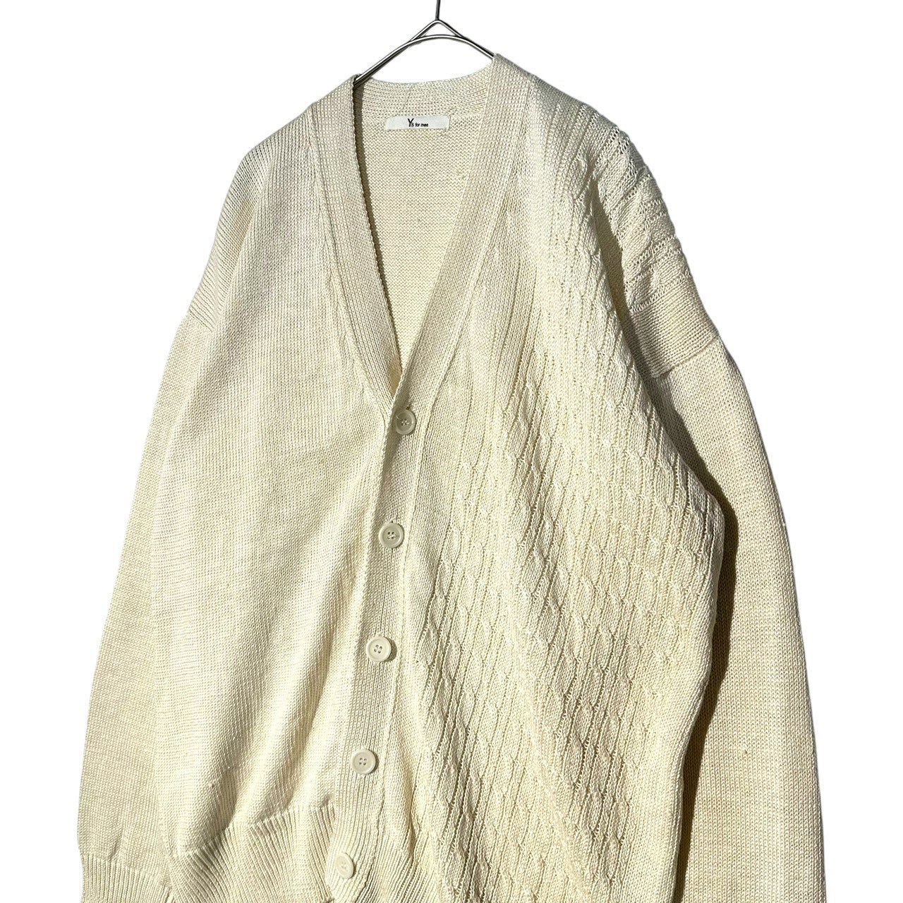 Y's for men(ワイズフォーメン) 90's Single cable weave linen 5 button long sleeve cardigan 片ケーブル織り リネン 5ボタン 長袖 カーディガン MR-K05-313 FREE アイボリー
