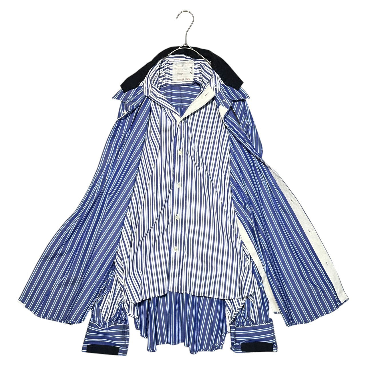 sacai(サカイ) 20SS Layered poplin striped shirt レイヤード ポプリン ストライプ シャツ 20-02241M M ブルー ストライプ ジャケット