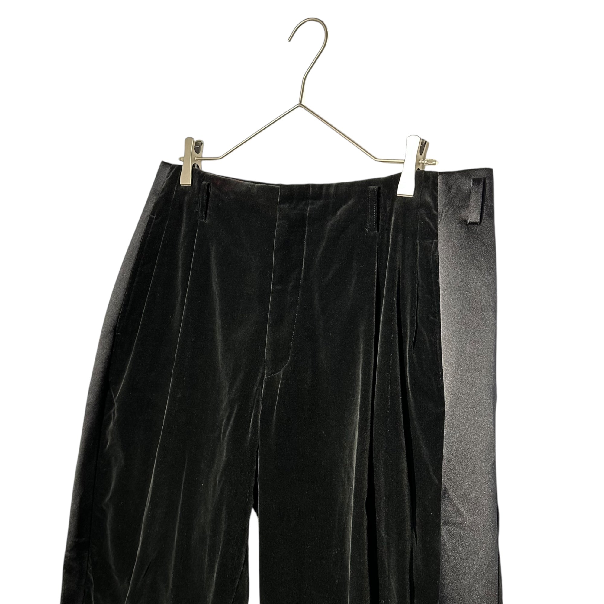 COMME des GARCONS HOMME PLUS(コムデギャルソンオムプリュス) 19AW Side Chapter Velour Tuck Pants 側章 ベロア タック パンツ PD-P009 M ブラック AD2019 スラックス ワイド テーパード